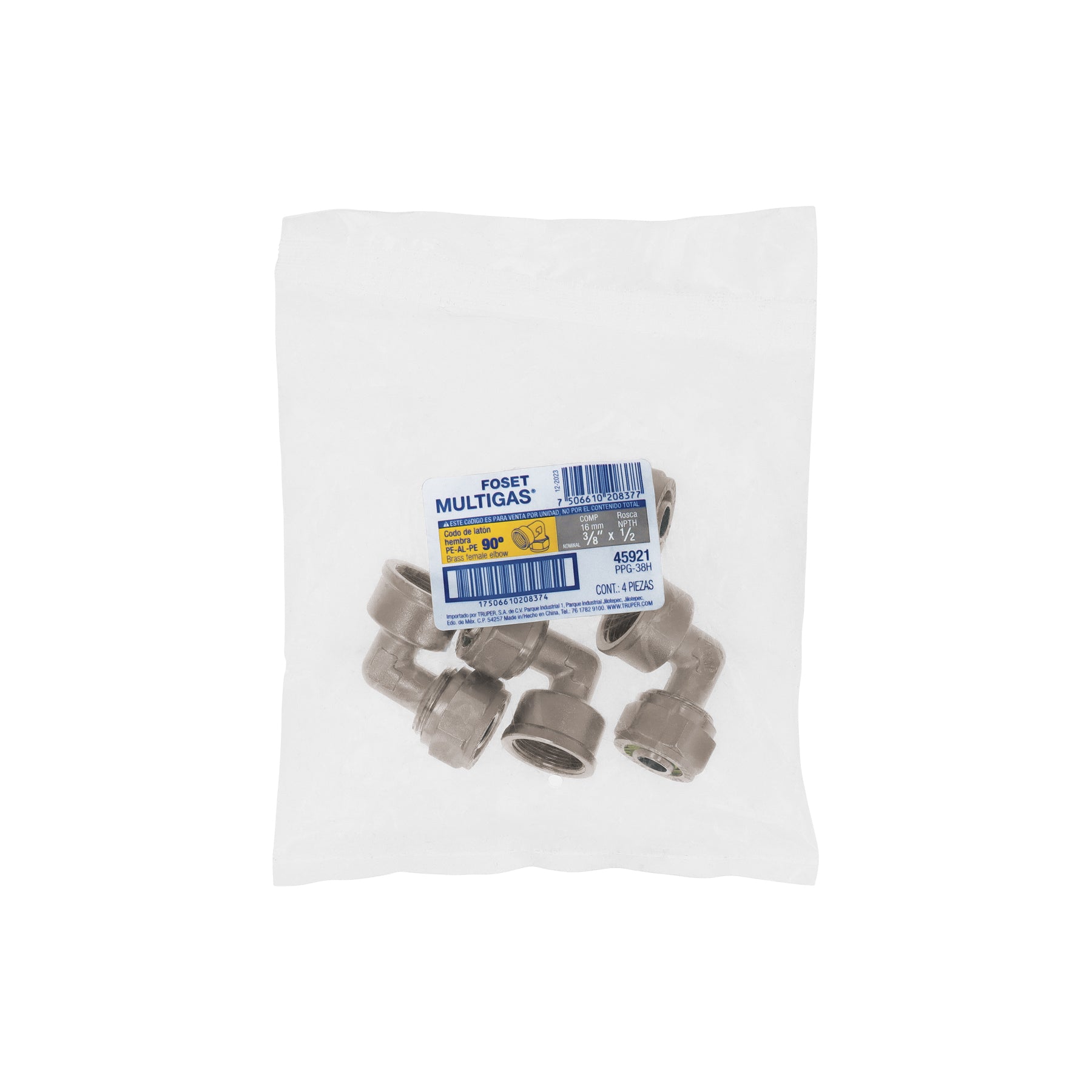 Codo 90° para PEALPE, 3/8", con rosca hembra, FOSET