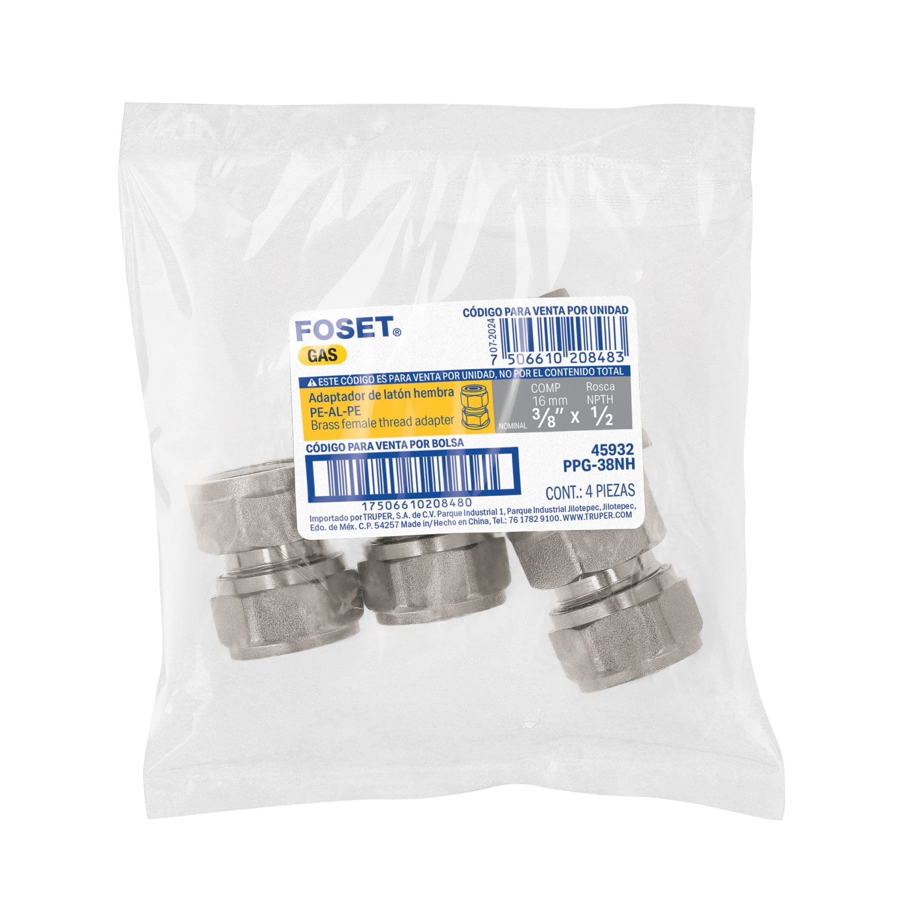 Conector para PEALPE, 3/8", con rosca hembra, FOSET