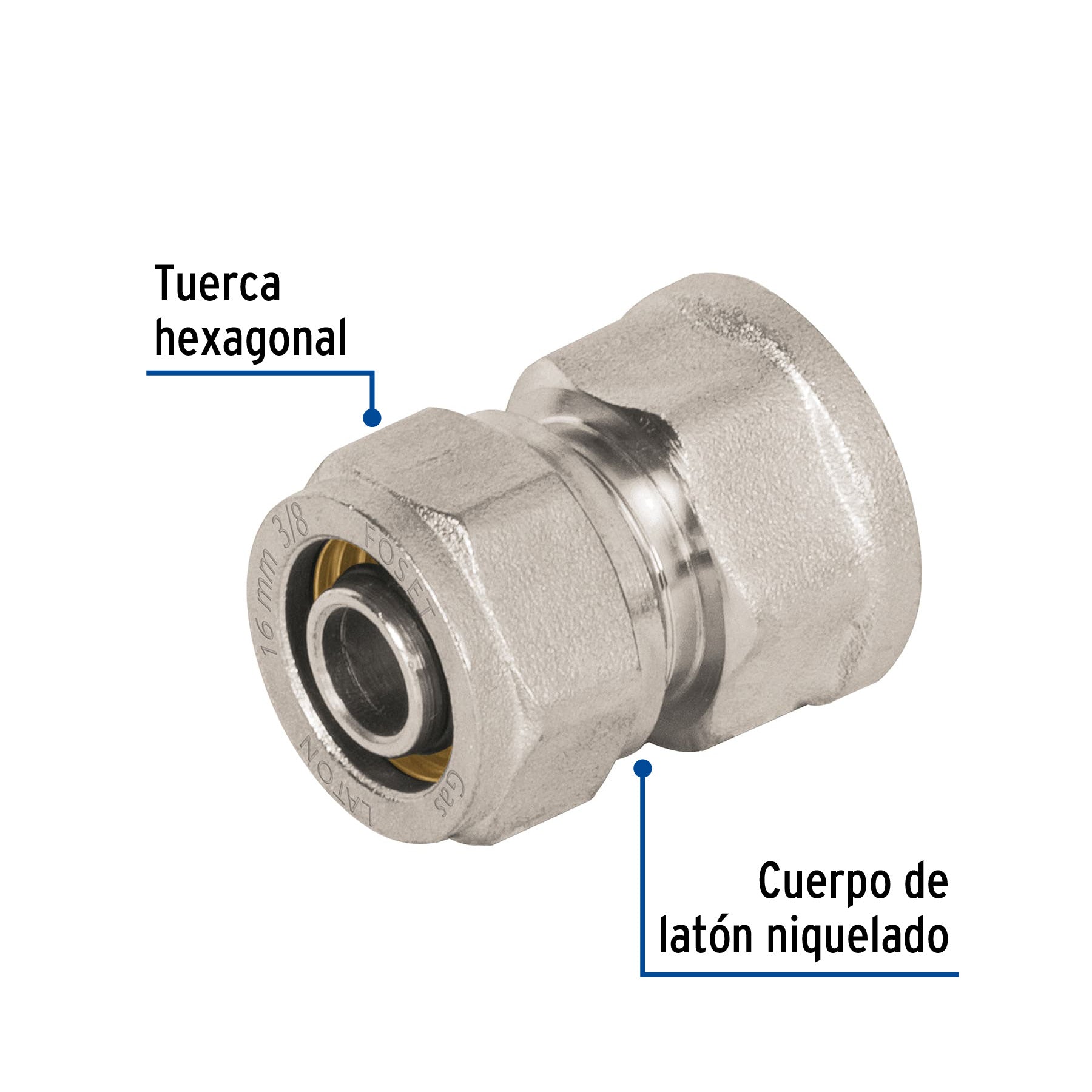 Conector para PEALPE, 3/8", con rosca hembra, FOSET
