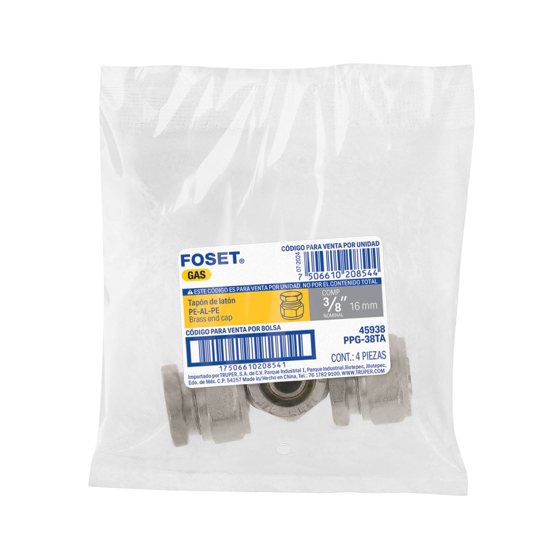 Tapón para PE-AL-PE, 3/8", FOSET