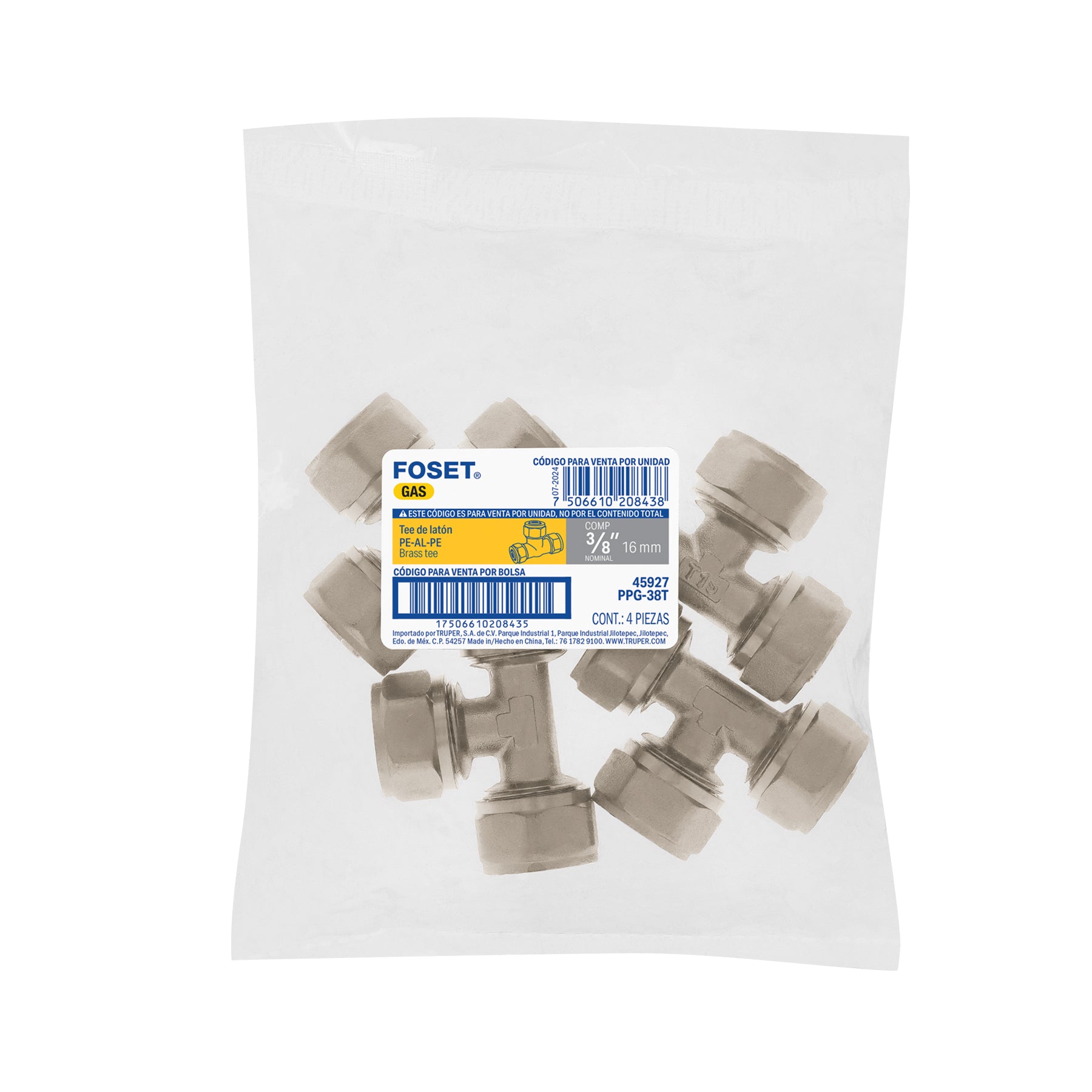 Tee para PEALPE, 3/8", FOSET