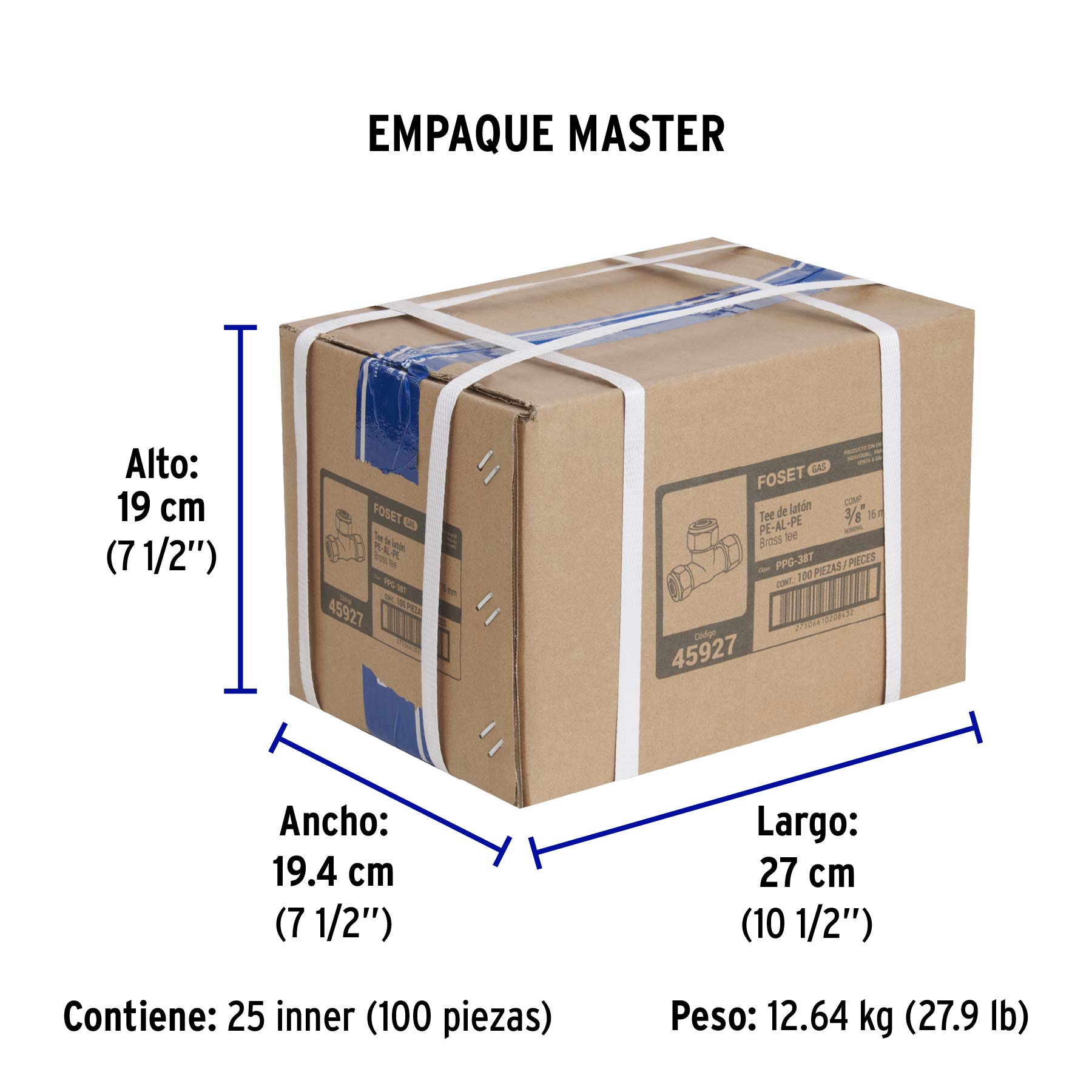 Tee para PEALPE, 3/8", FOSET - Empaque