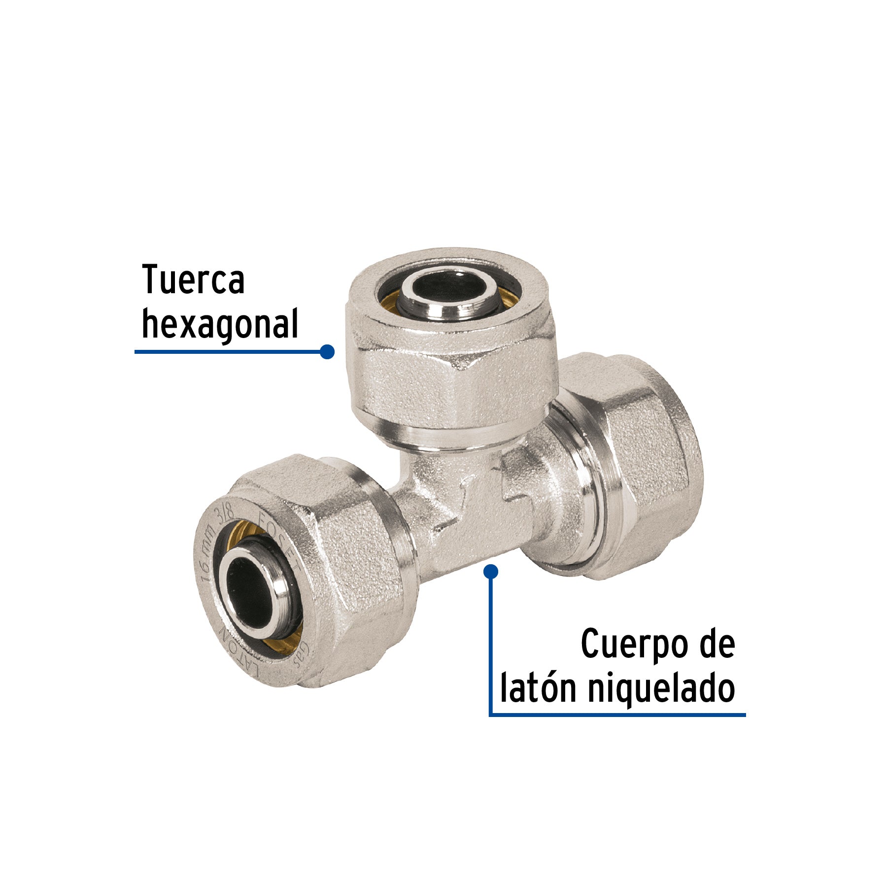 Tee para PEALPE, 3/8", FOSET