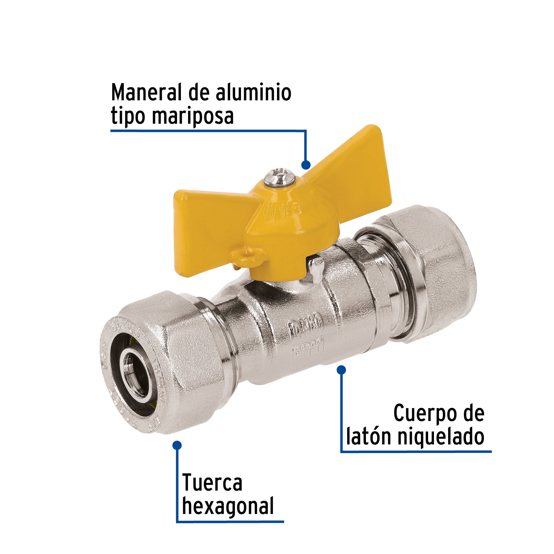 Válvula esfera para PE-AL-PE, 3/8", FOSET