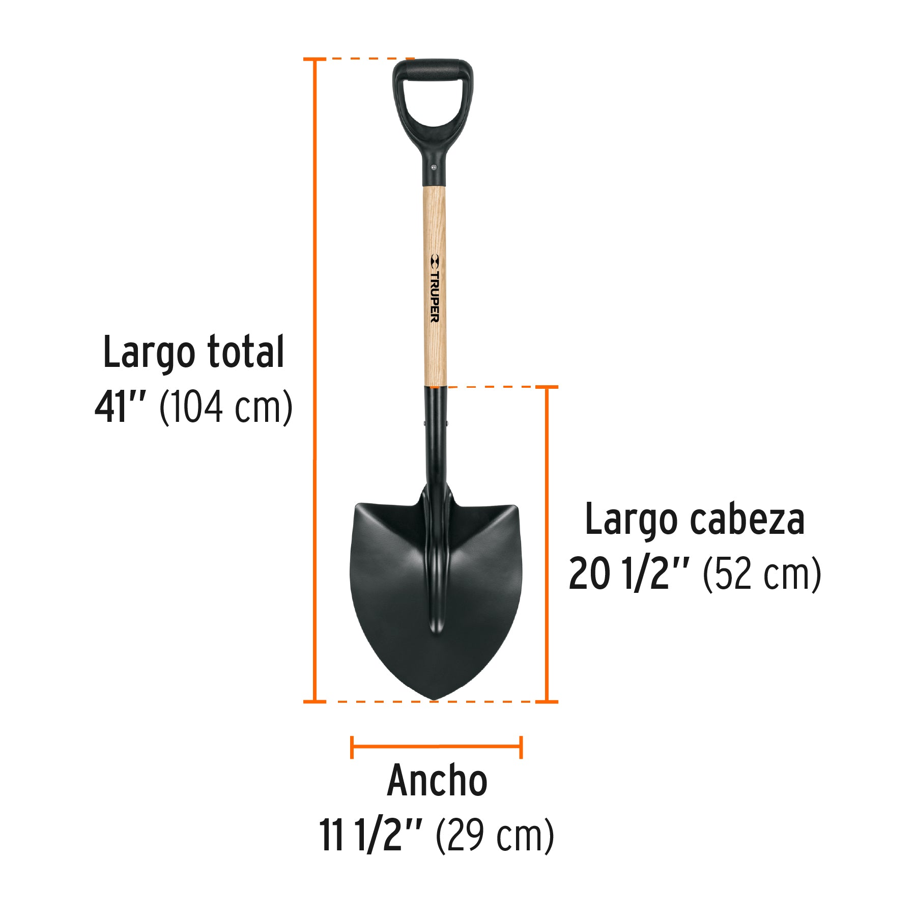 Pala redonda T-1000 tipo español, puño "Y", TRUPER