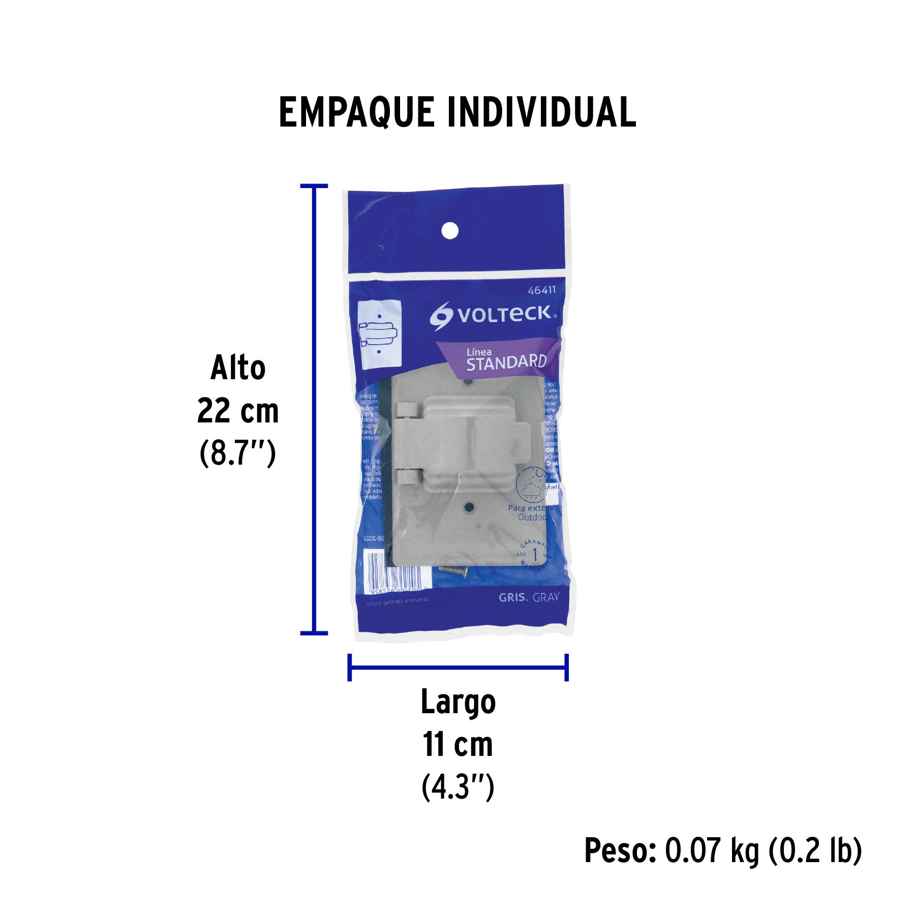 Placa contacto redondo, policarbonato,p/intemperie, Standard - Empaque