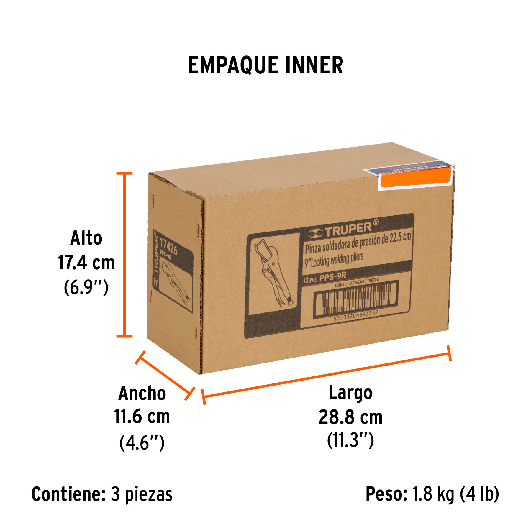 Pinza de presión 9" soldadora, TRUPER - Empaque