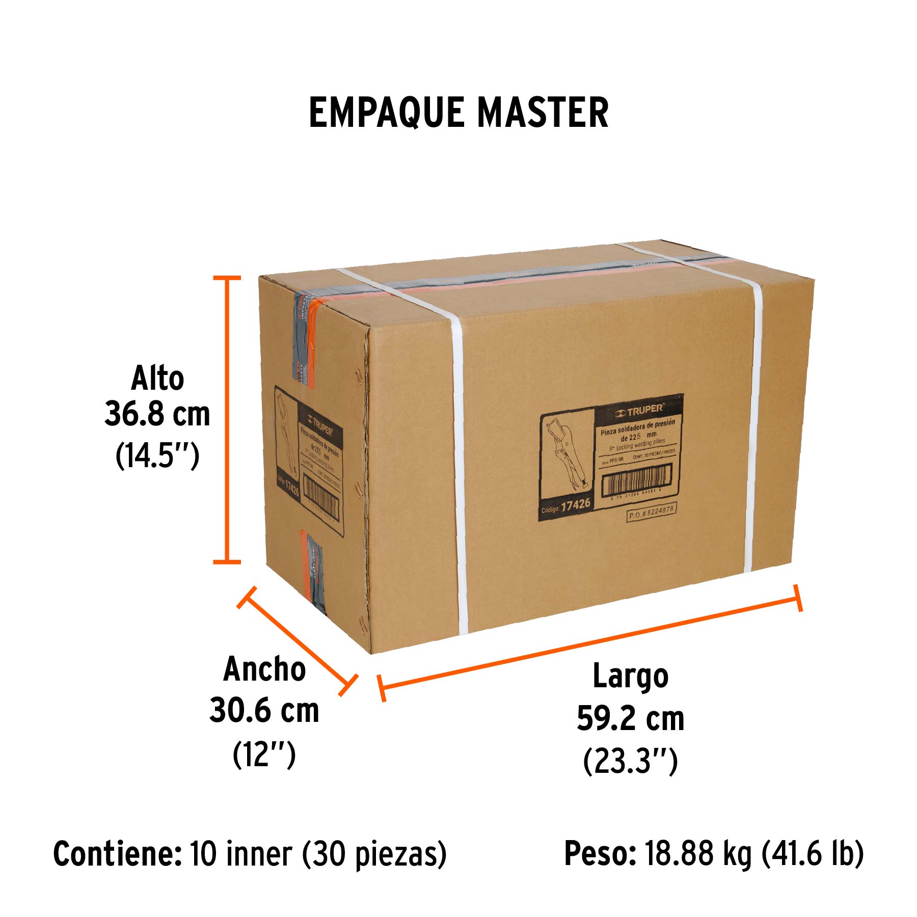 Pinza de presión 9" soldadora, TRUPER - Empaque