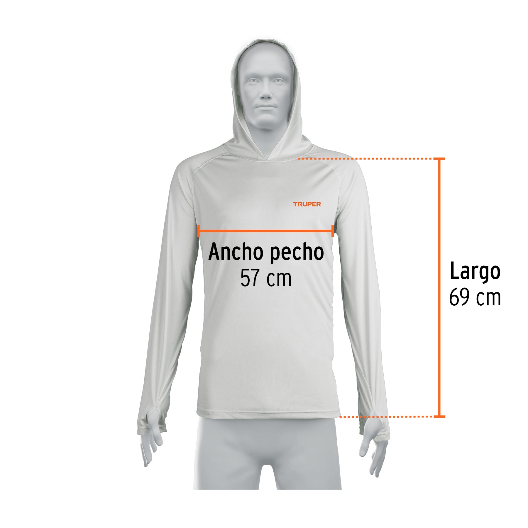 Playera protección solar, manga larga, con gorro, hombre, M