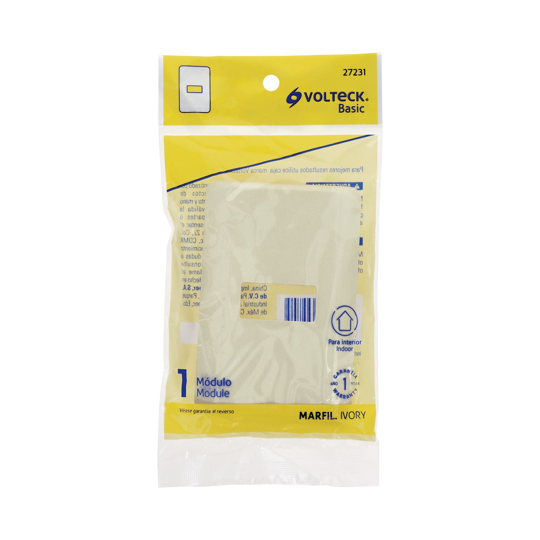 Placa 1 módulo, marfil, línea VOLTECK BASIC