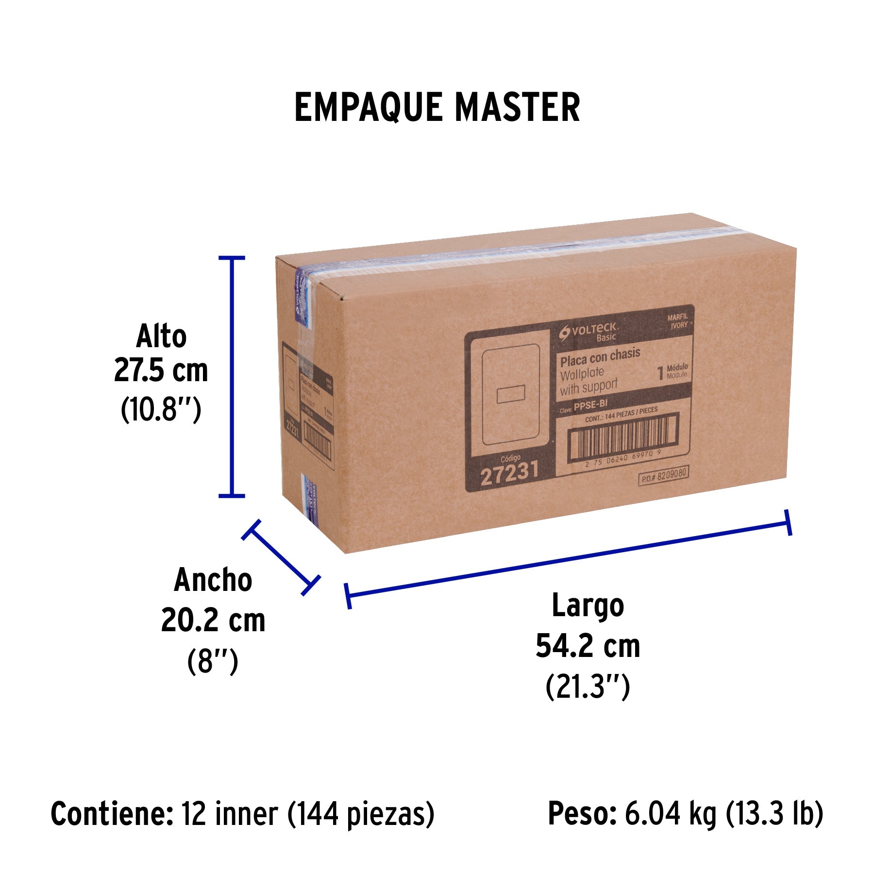 Placa 1 módulo, marfil, línea VOLTECK BASIC - Empaque