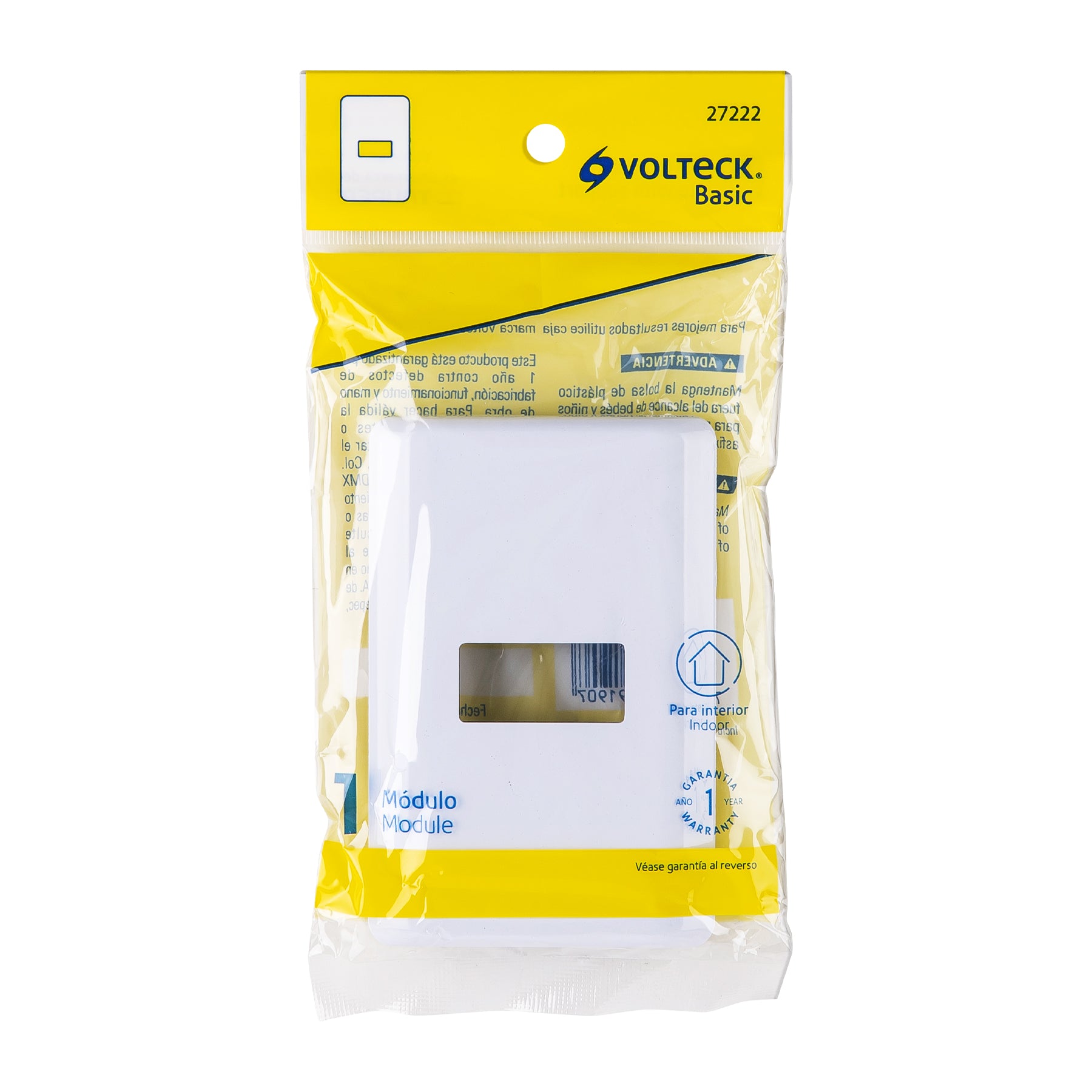 Placa 1 módulo de ABS, blanca, VOLTECK BASIC
