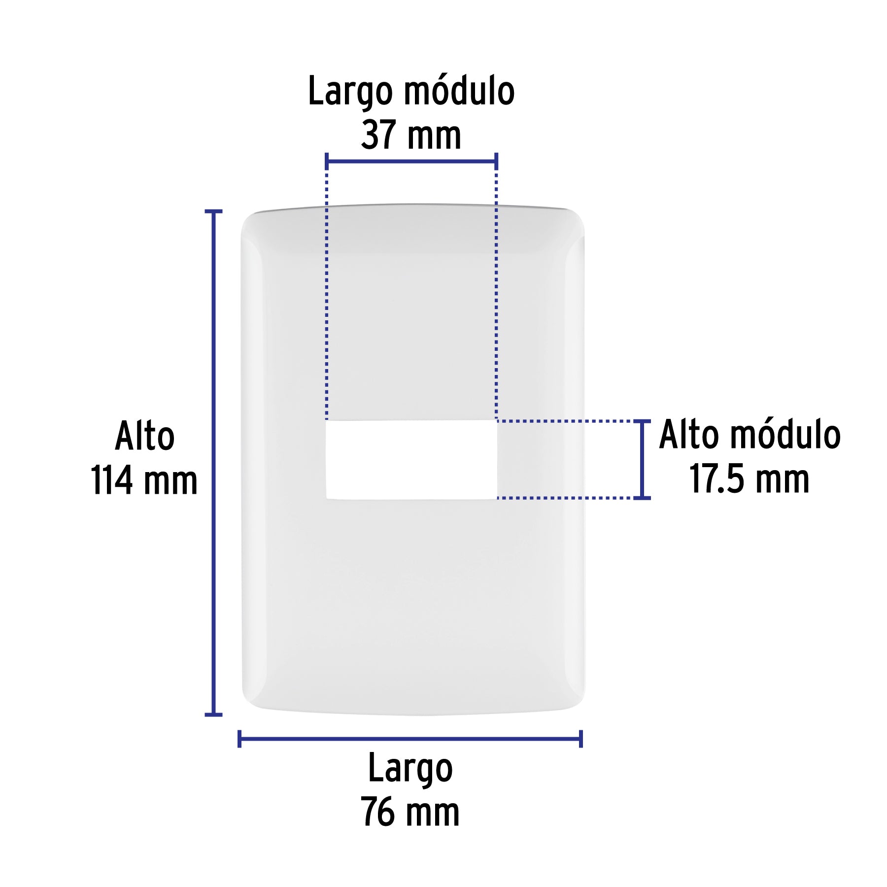 Placa 1 módulo de ABS, línea Italiana, color blanco, VOLTECK