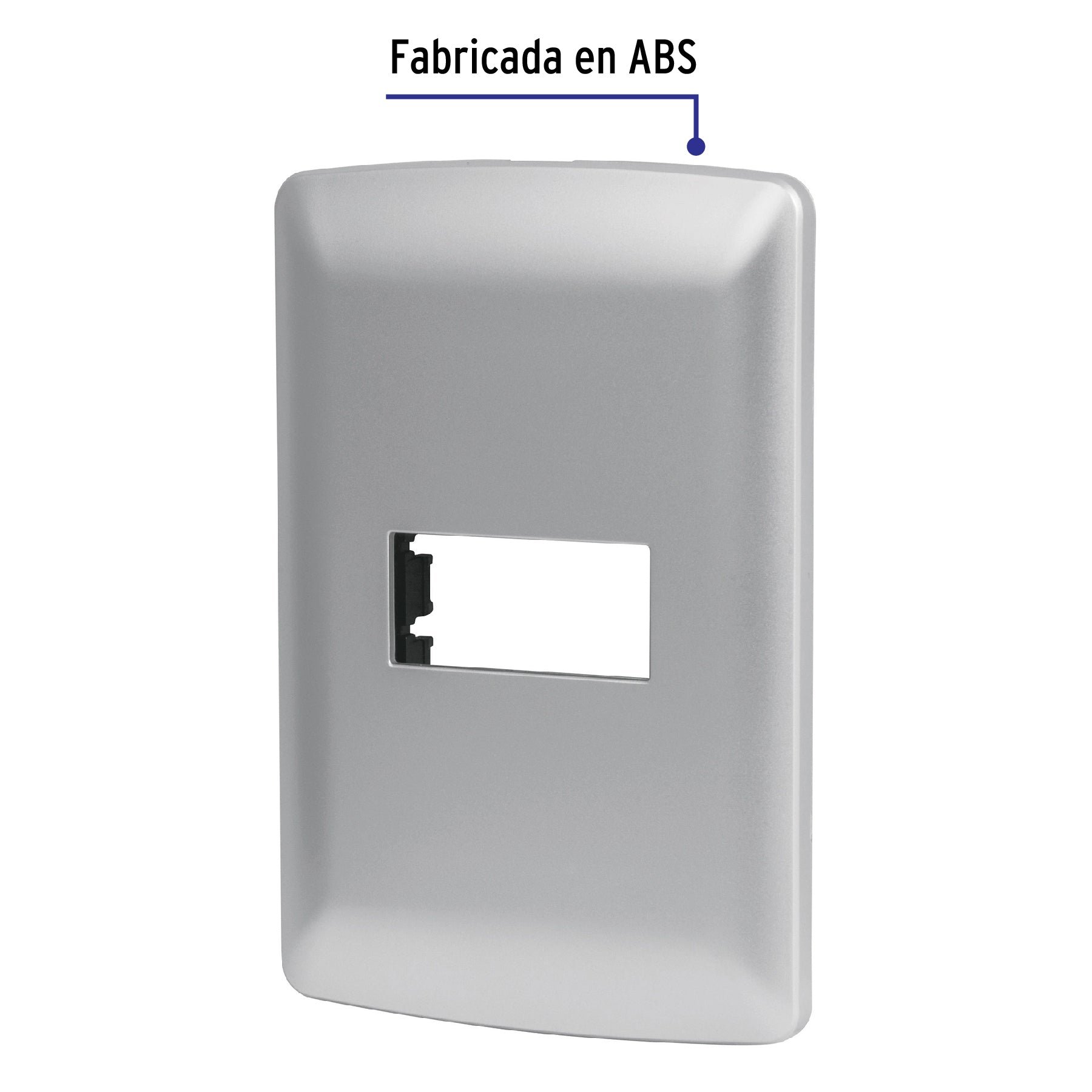 Placa 1 módulo de ABS, línea italiana, color plata, VOLTECK