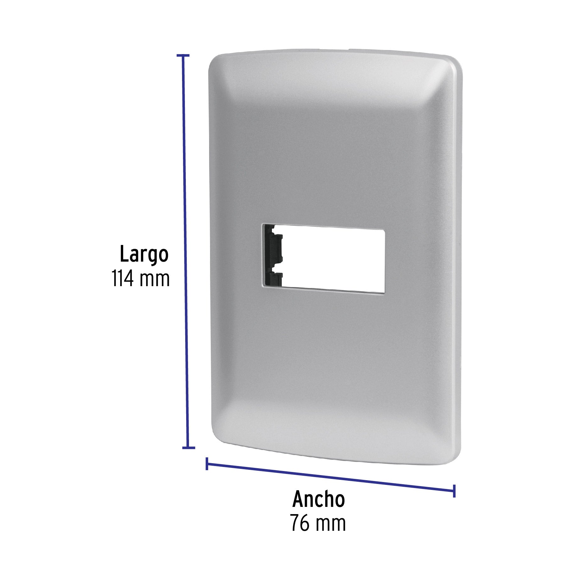 Placa 1 módulo de ABS, línea italiana, color plata, VOLTECK