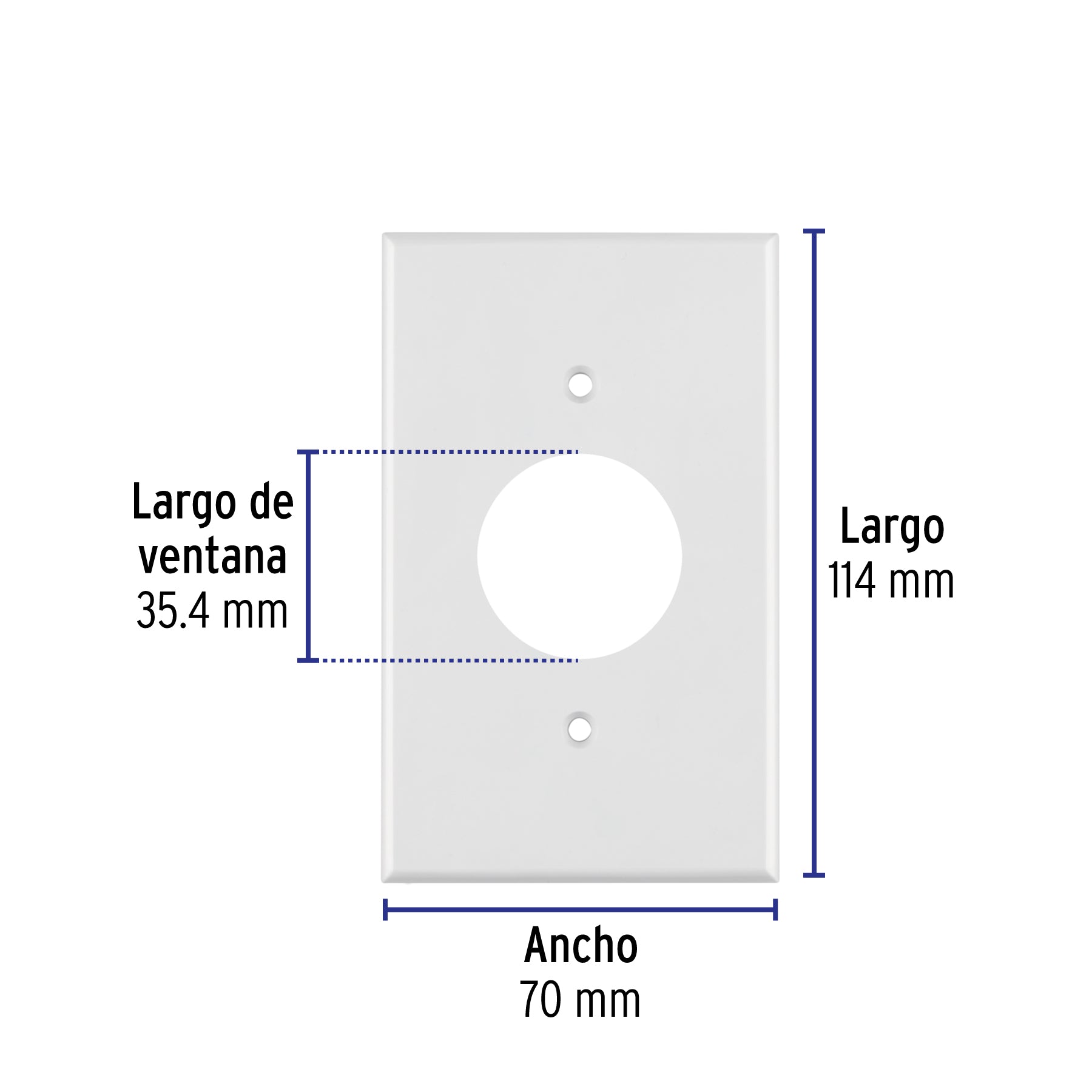 Placa de ABS para contacto redondo, Standard, blanco