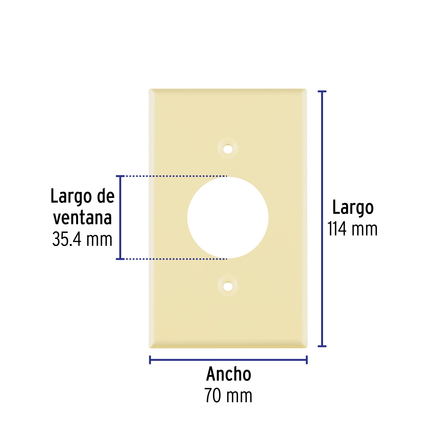 Placa de ABS para contacto redondo, Standard, marfil