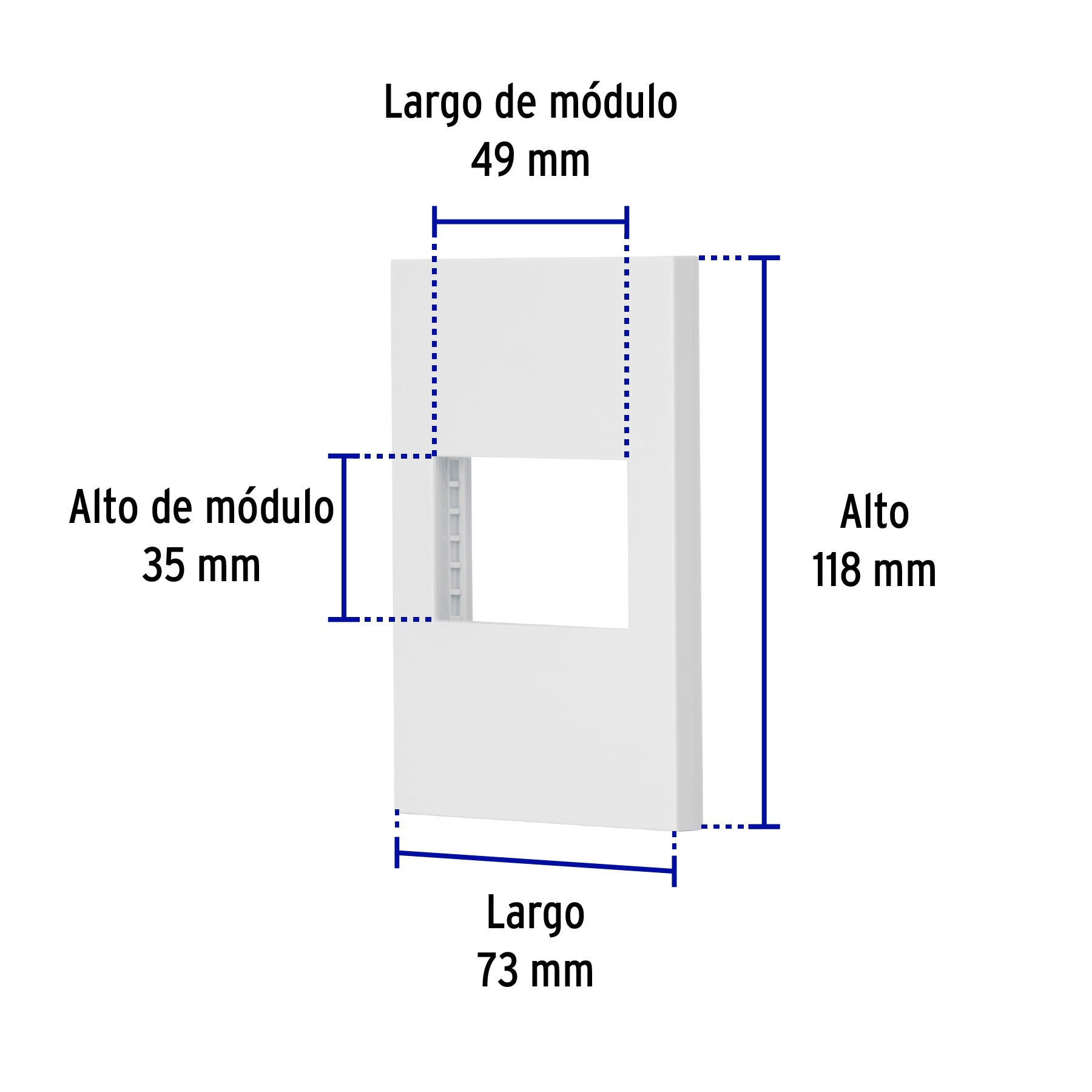 Placa 1 ventana, 1.5 módulos, línea Española, color blanco