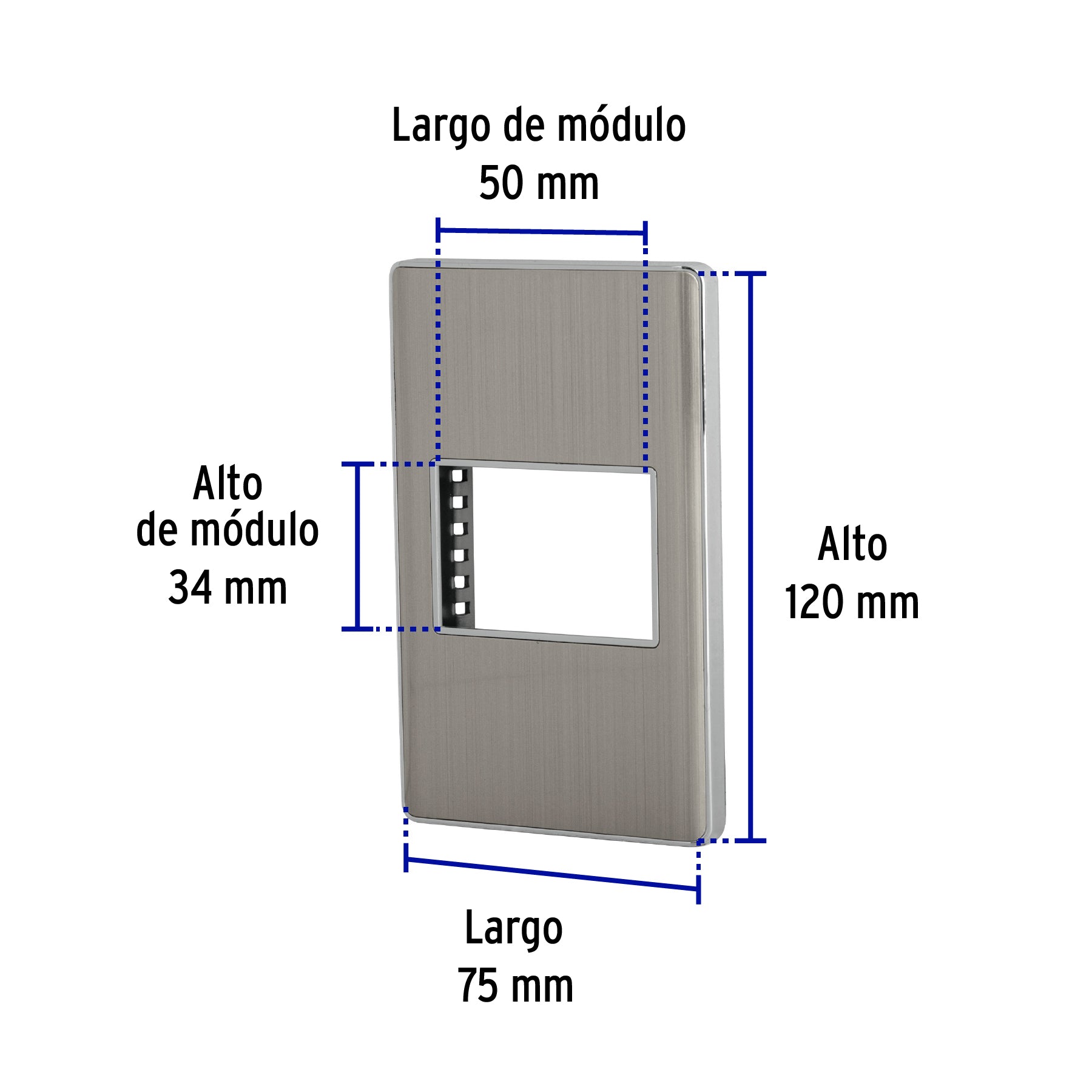 Placa de acero inox con 1 ventana 1.5 módulos, línea Lisboa