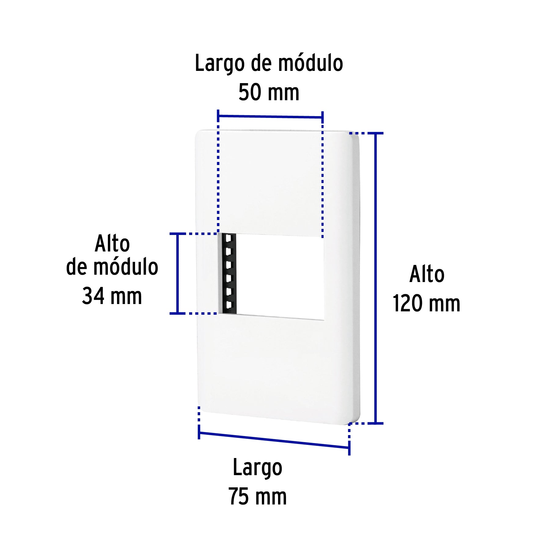 Placa blanca de 1 ventana 1.5 módulos, línea Lisboa, VOLTECK