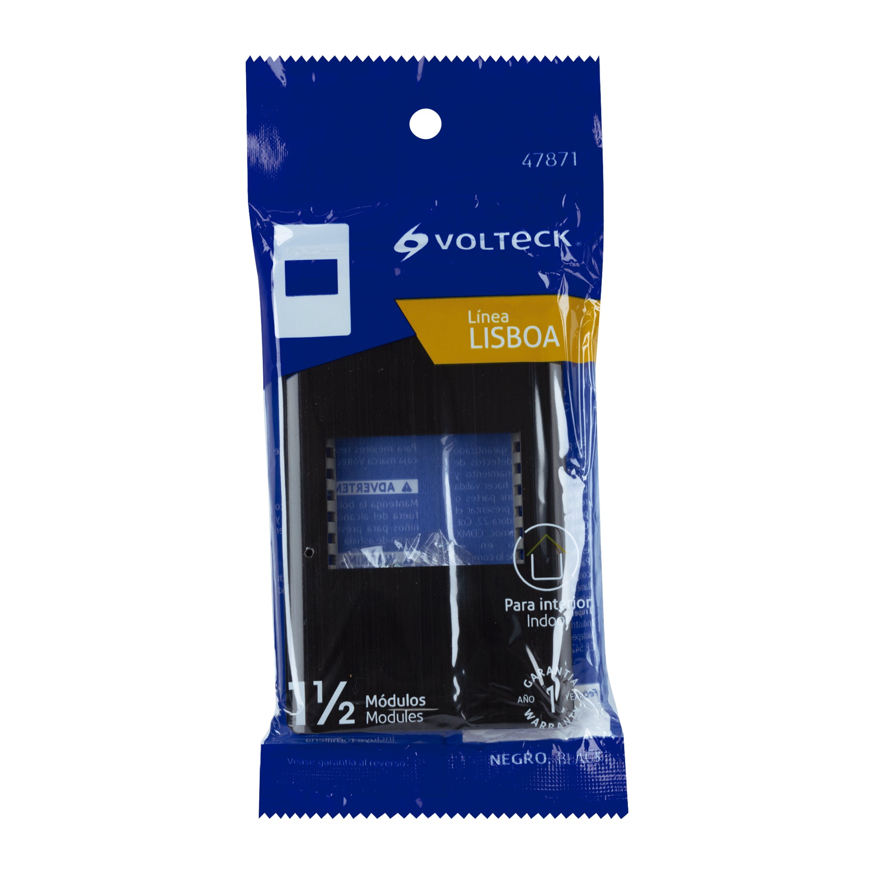 Placa negra de 1 ventana 1.5 módulos, línea Lisboa, VOLTECK