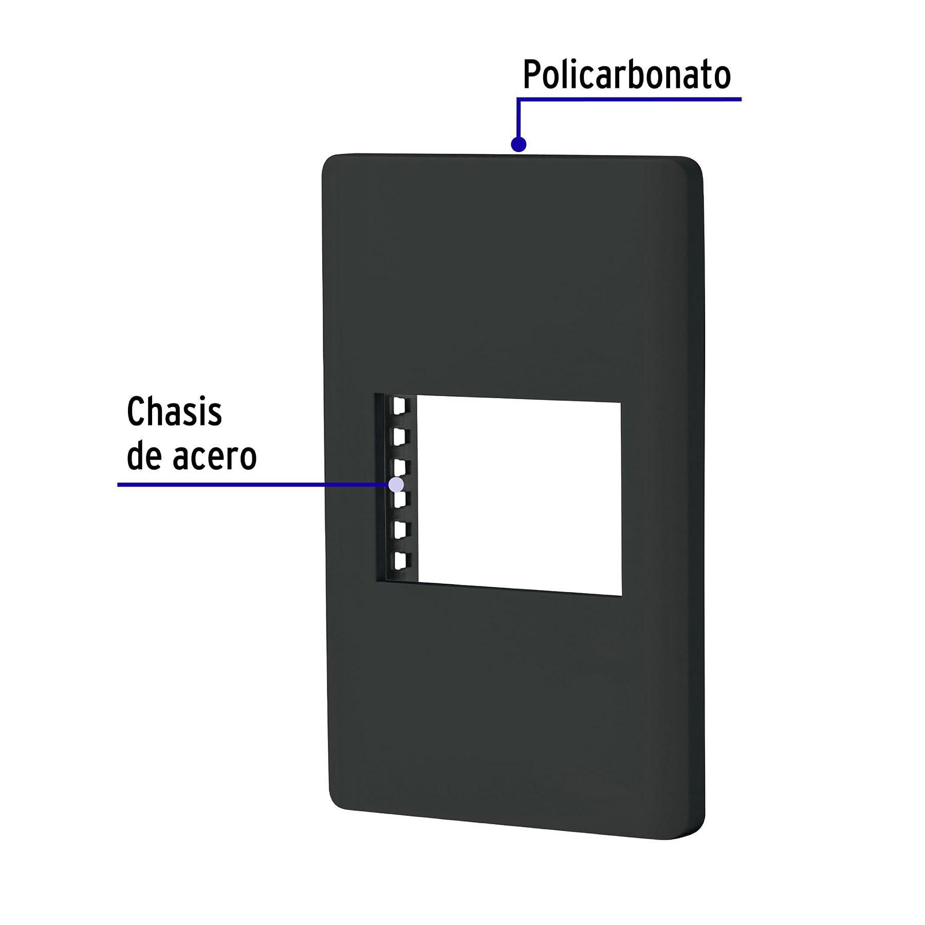 Placa negra de 1 ventana 1.5 módulos, línea Lisboa, VOLTECK