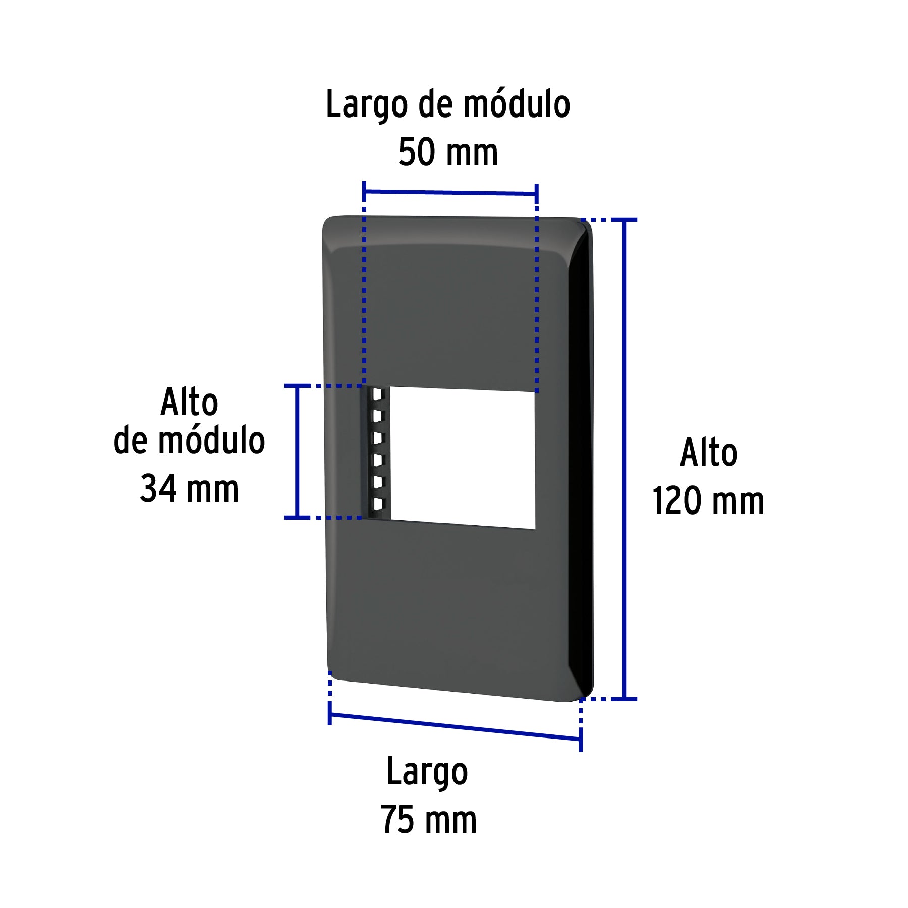 Placa negra de 1 ventana 1.5 módulos, línea Lisboa, VOLTECK