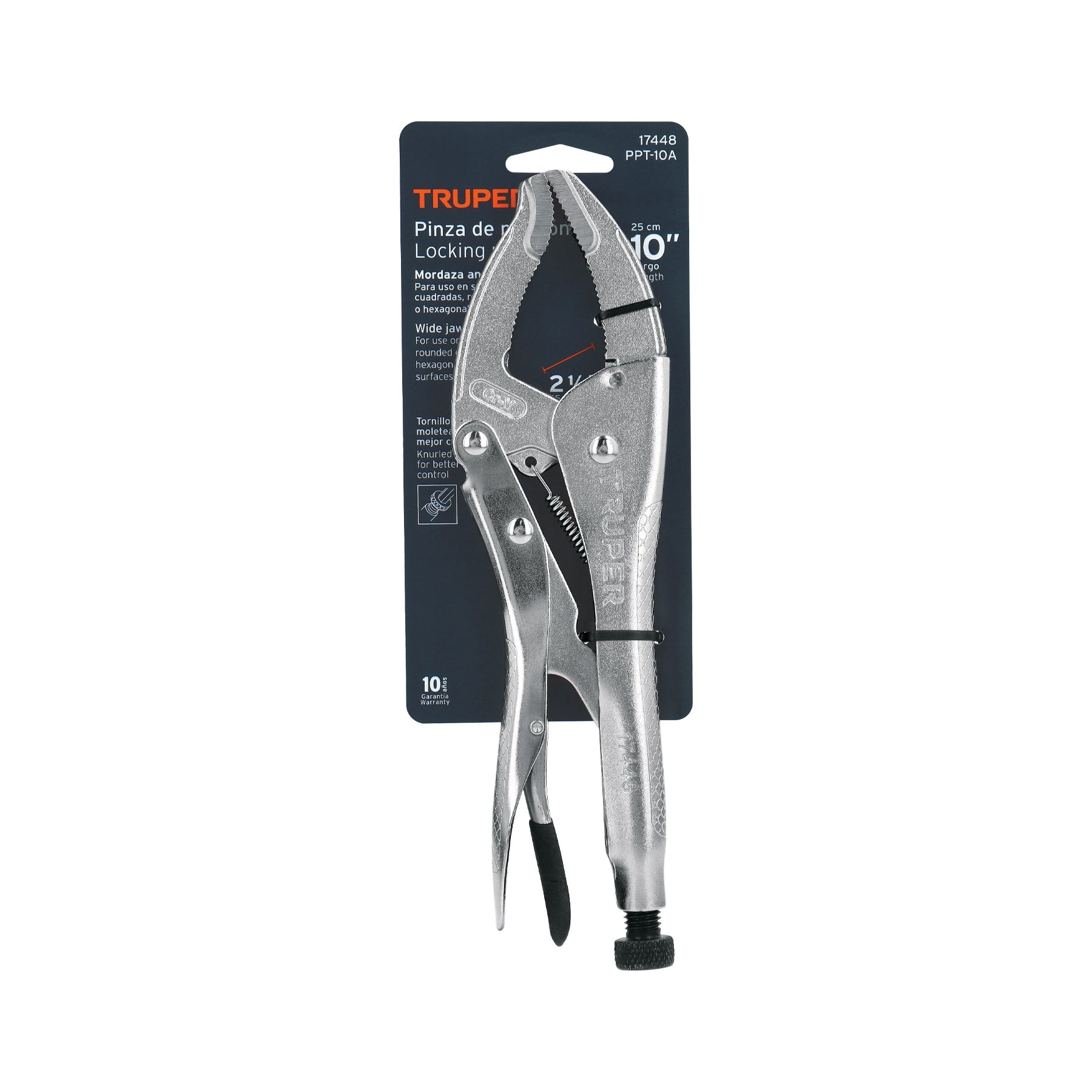 Pinza de presión 10" apertura amplia, TRUPER