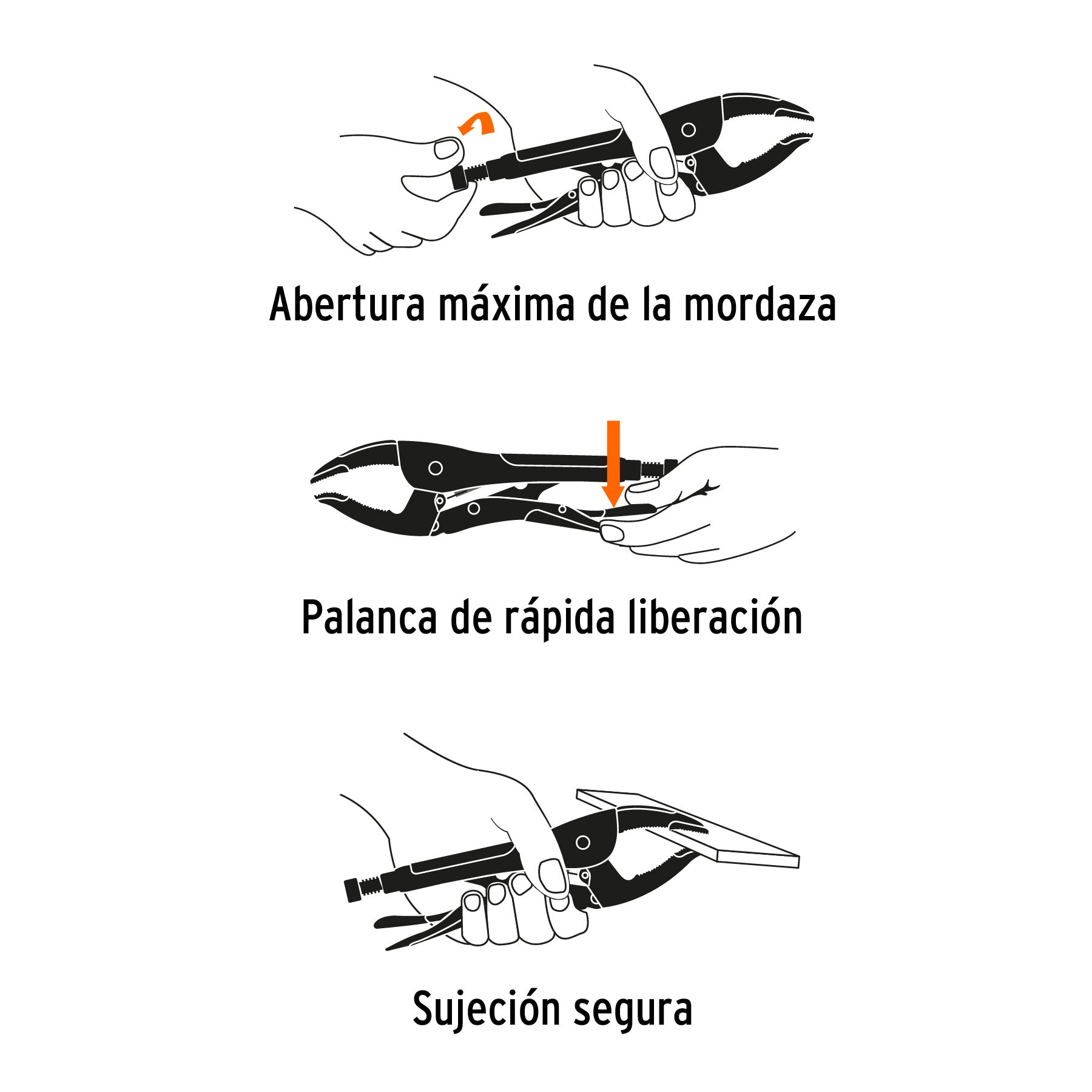 Pinza de presión 10" apertura amplia, TRUPER