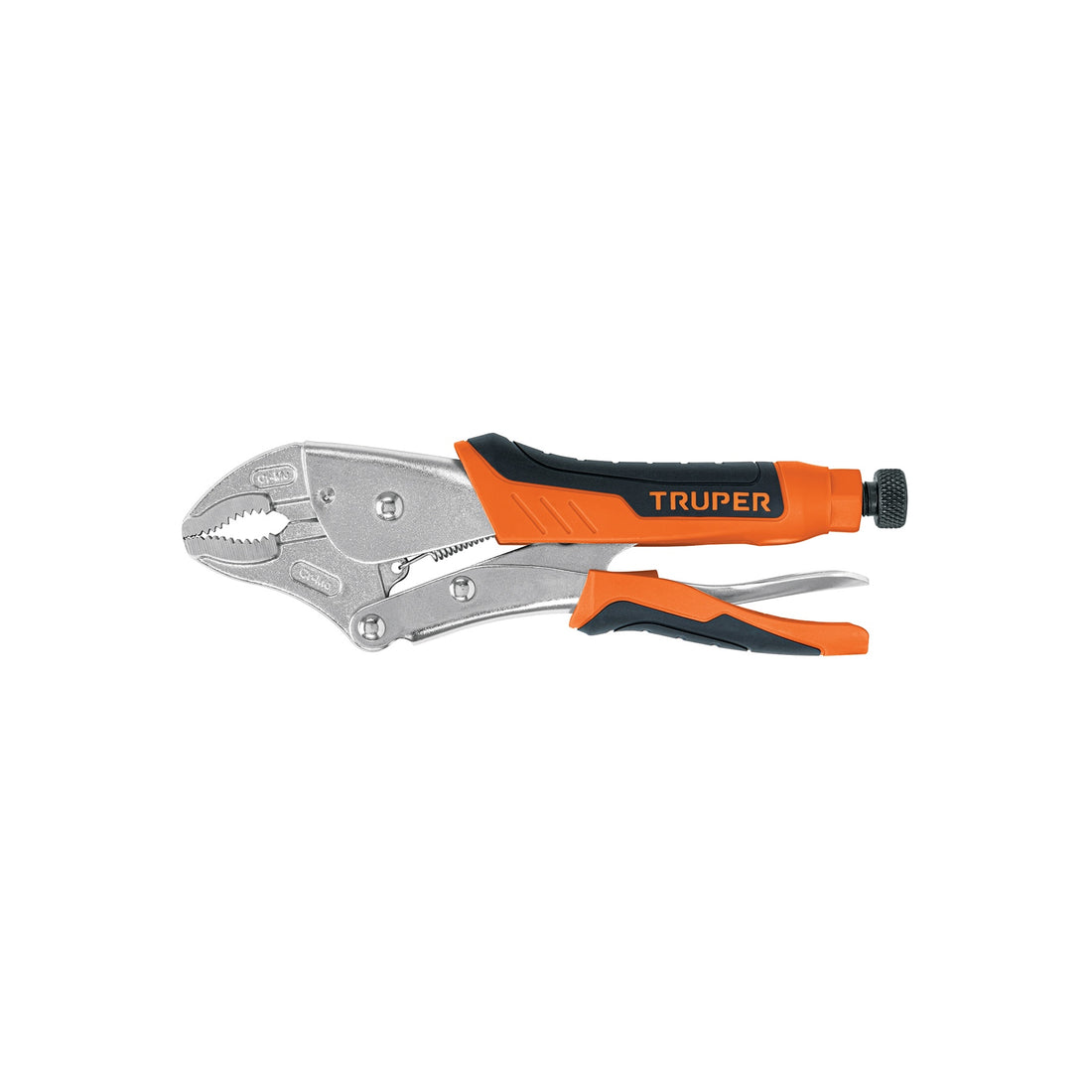 Pinza de presión 10" mordaza curva mango de vinil, TRUPER