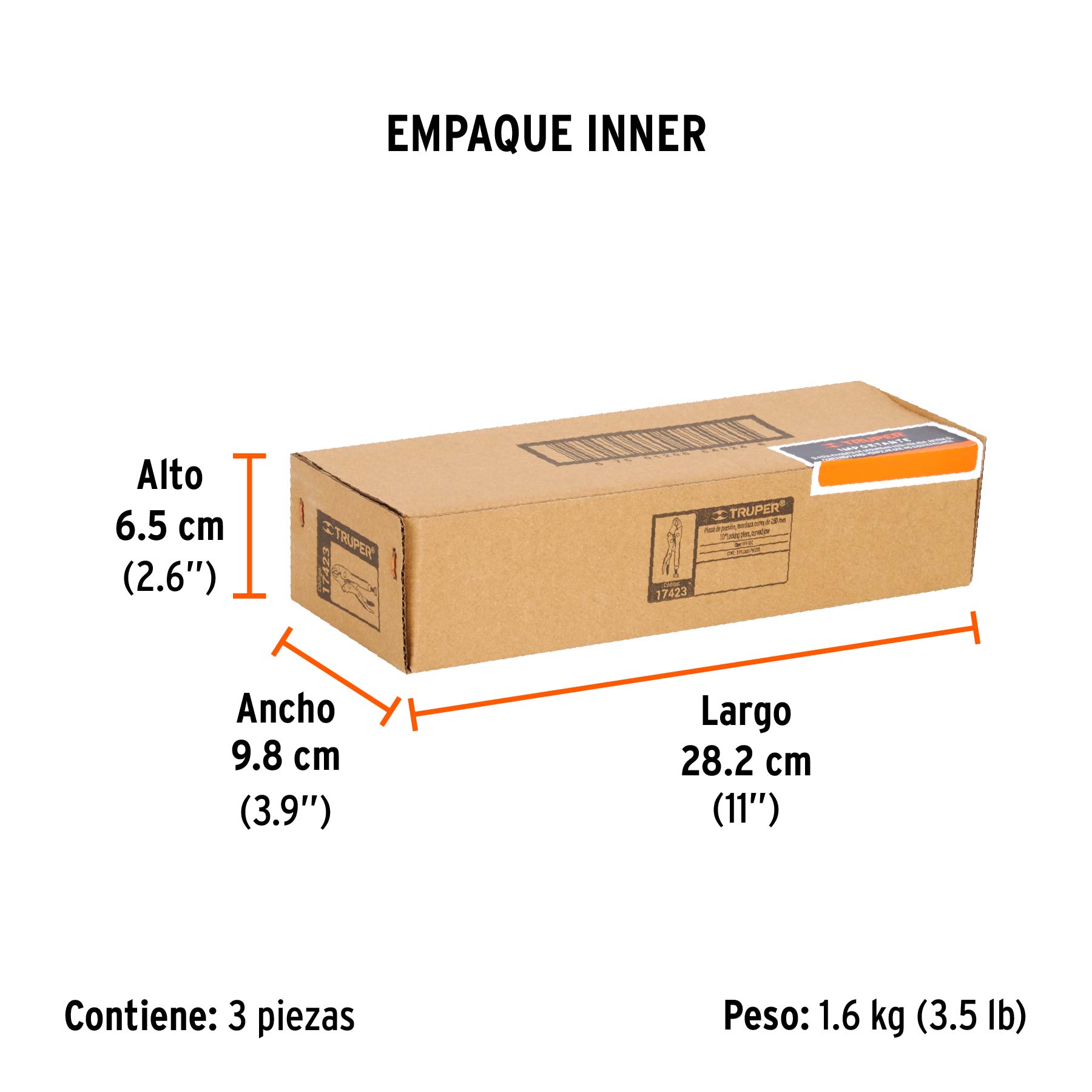 Pinza de presión 10" mordaza curva, TRUPER - Empaque