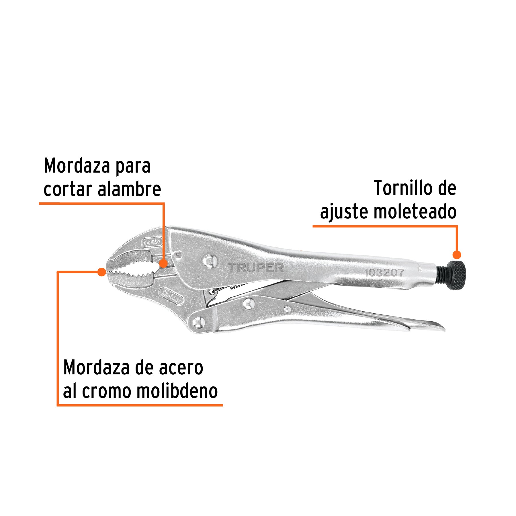 Pinza de presión 10" mordaza curva, tipo japonés, TRUPER