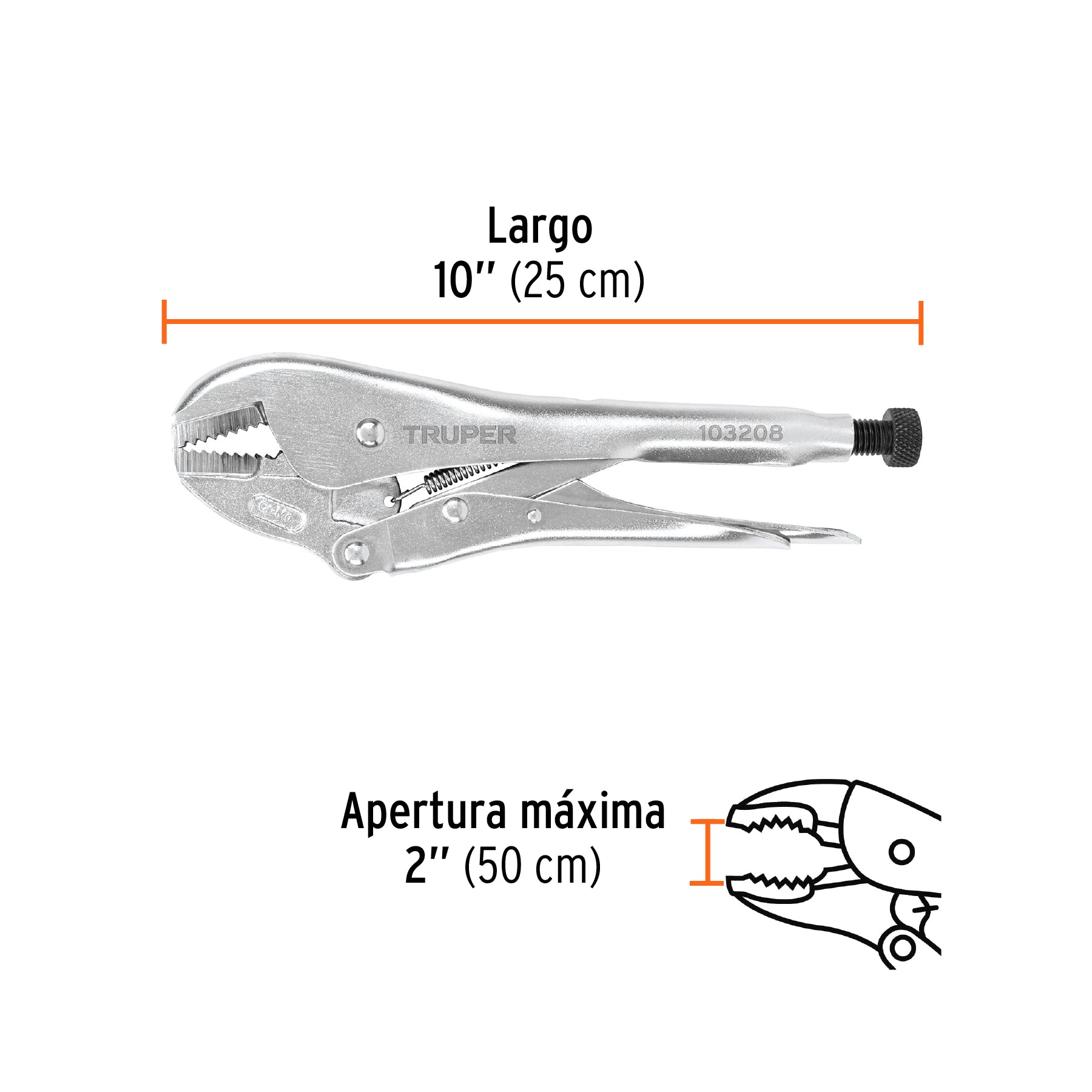 Pinza de presión 10" mordaza recta, tipo japonés, TRUPER