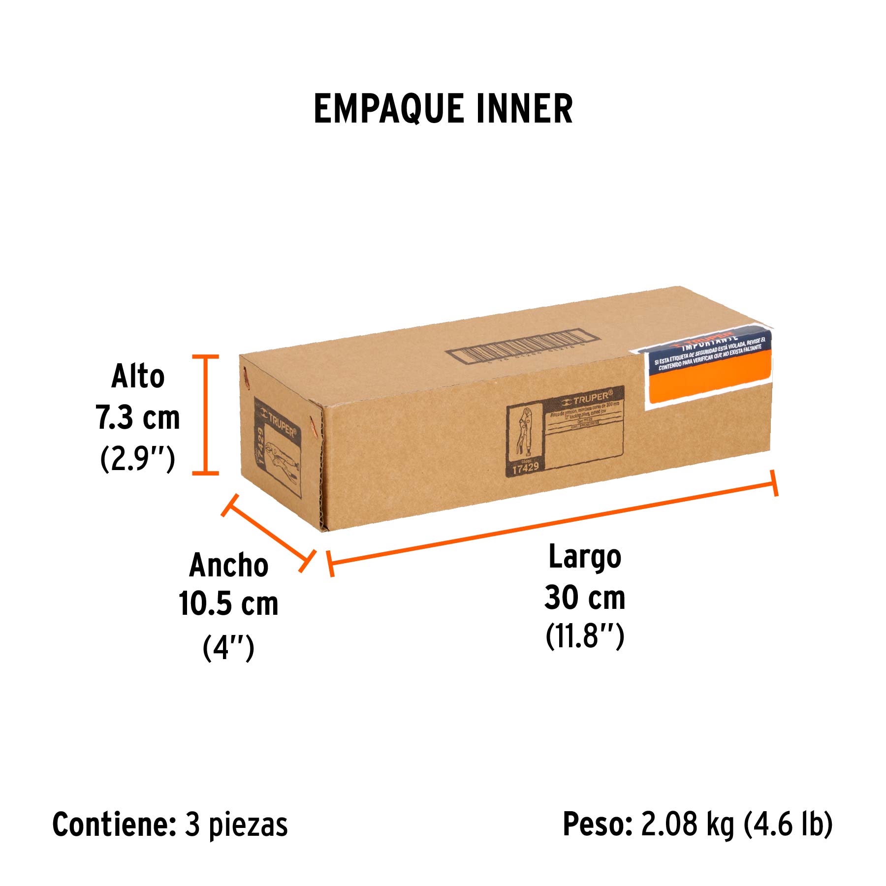 Pinza de presión 12" mordaza curva, TRUPER - Empaque