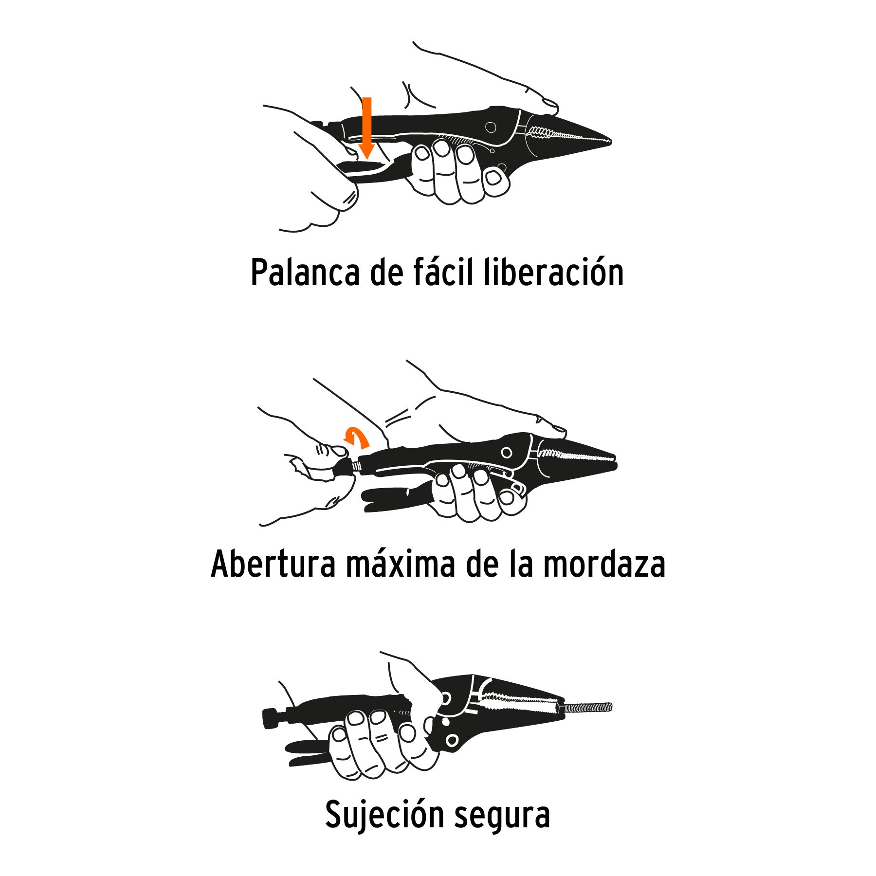 Pinza de presión 4", punta larga, TRUPER