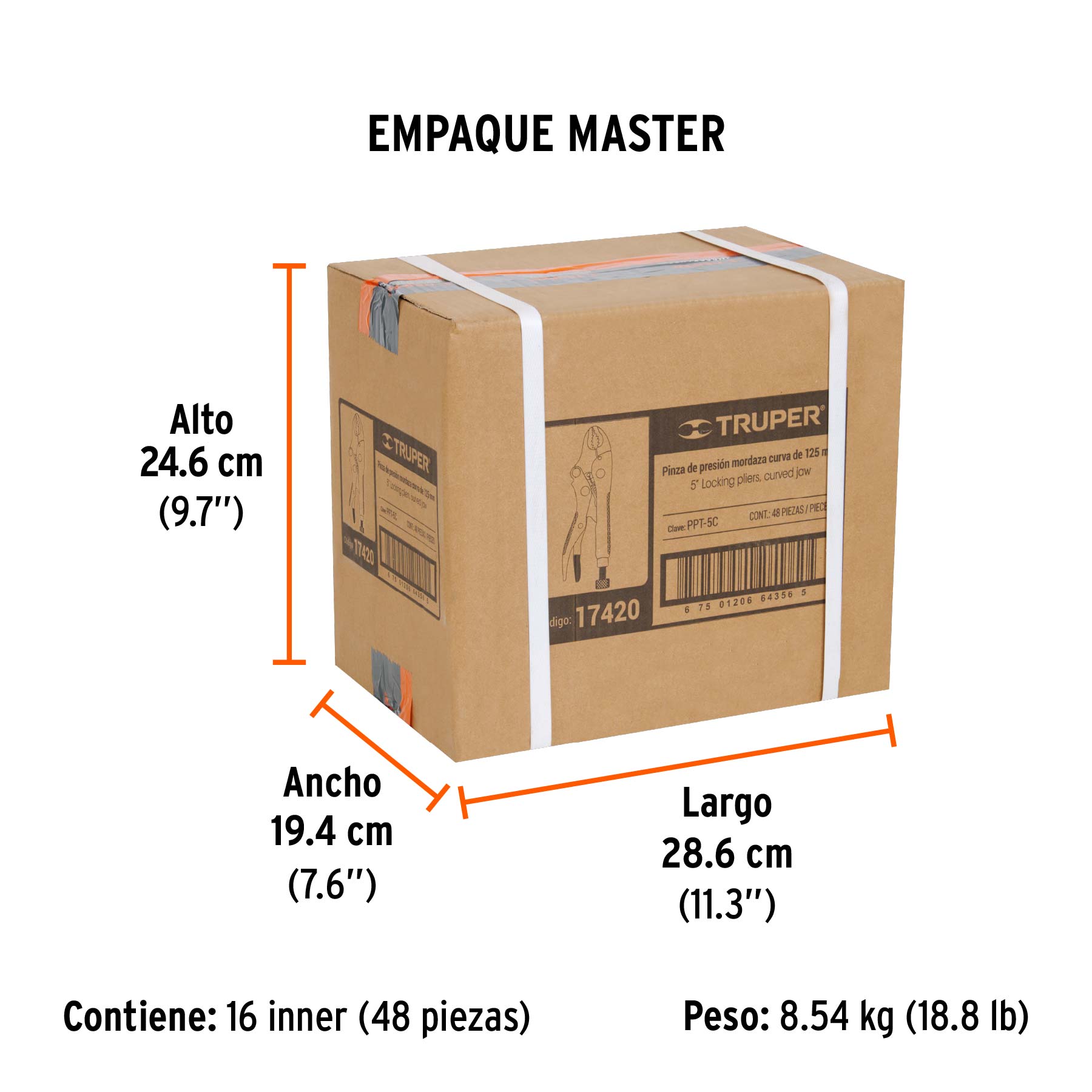 Pinza de presión 5" mordaza curva, TRUPER - Empaque