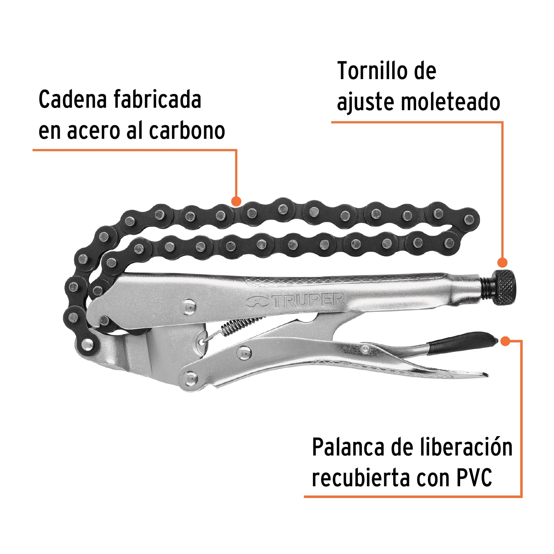 Pinza de presión 8" de cadena, TRUPER