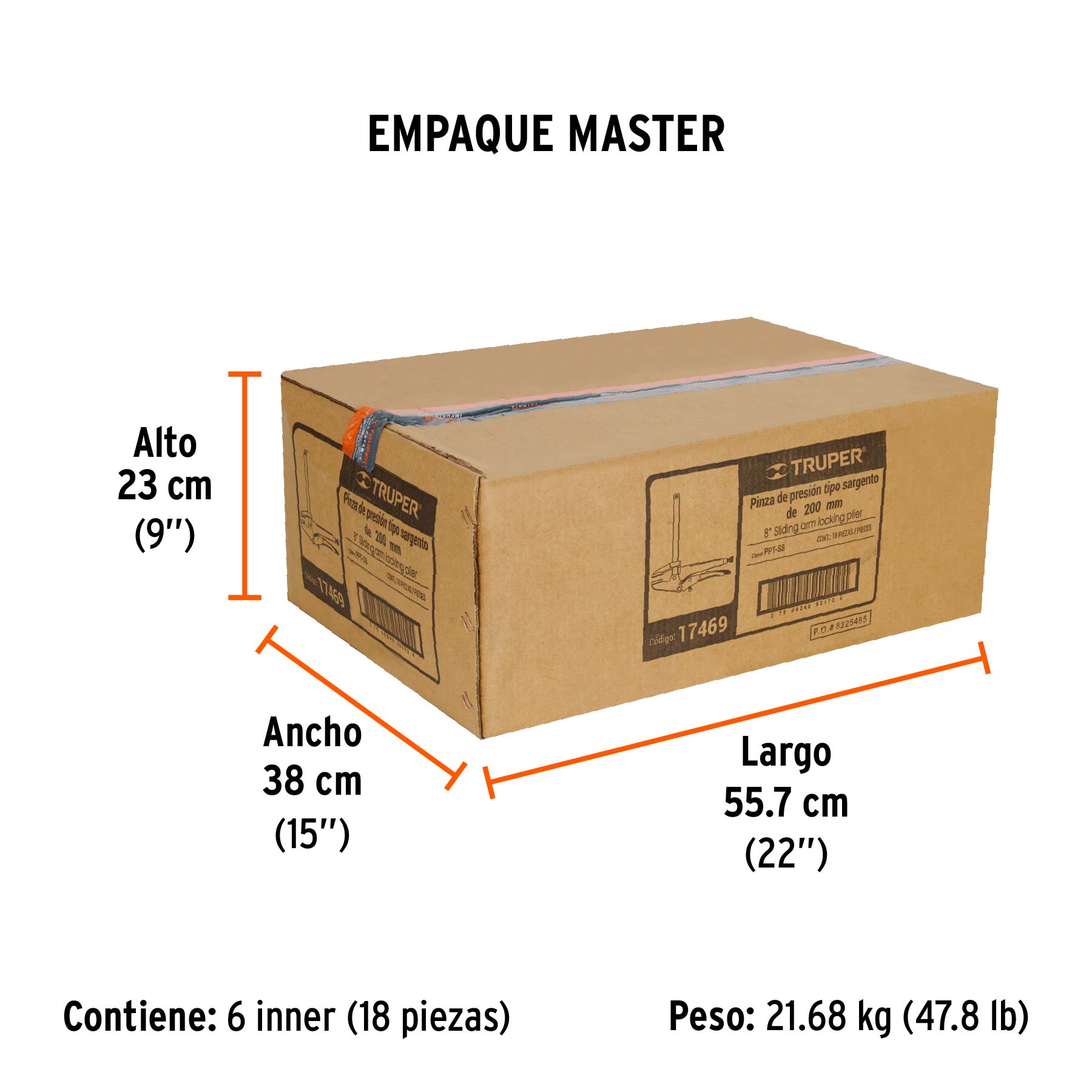 Pinzas de presión 8" tipo sargento, TRUPER - Empaque