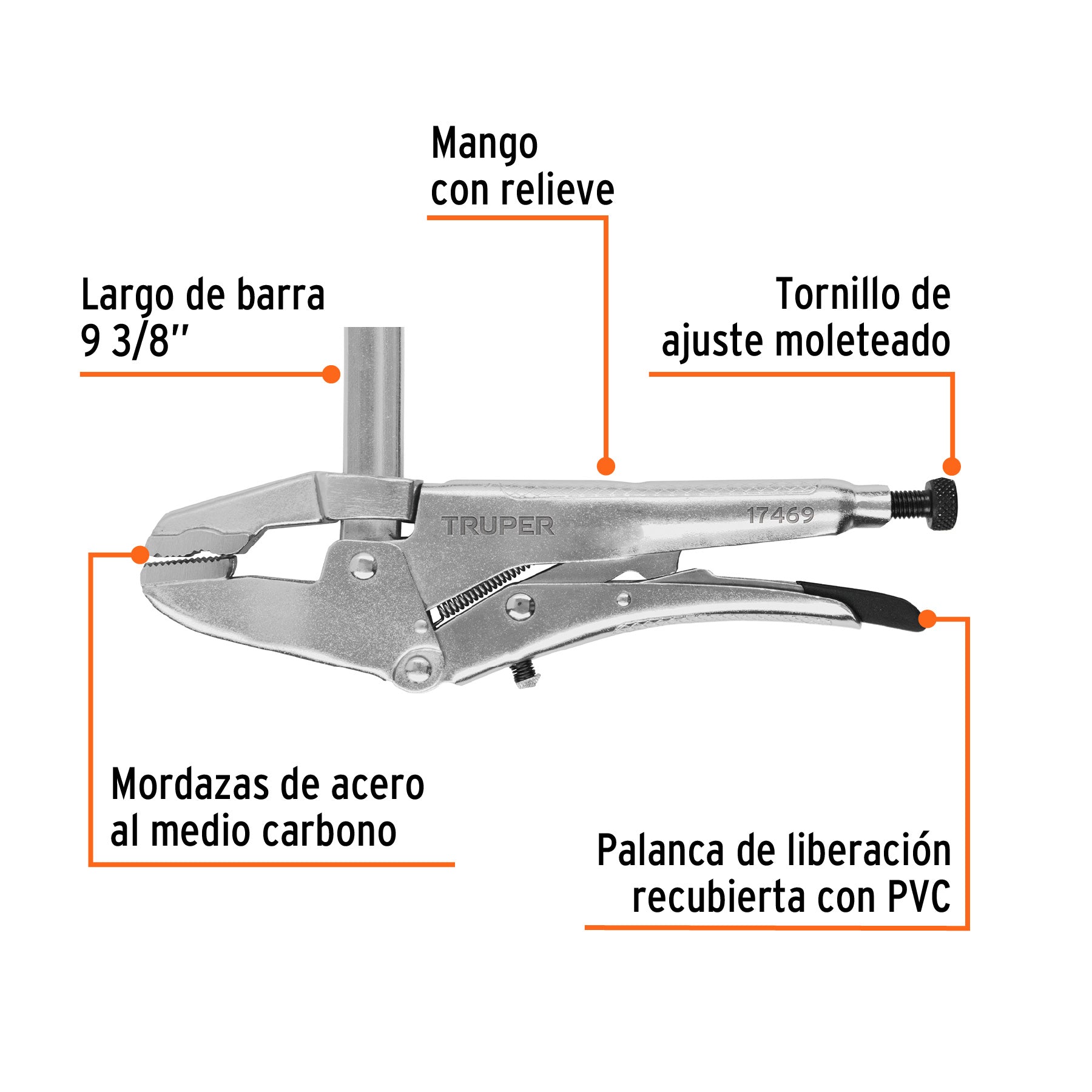 Pinzas de presión 8" tipo sargento, TRUPER