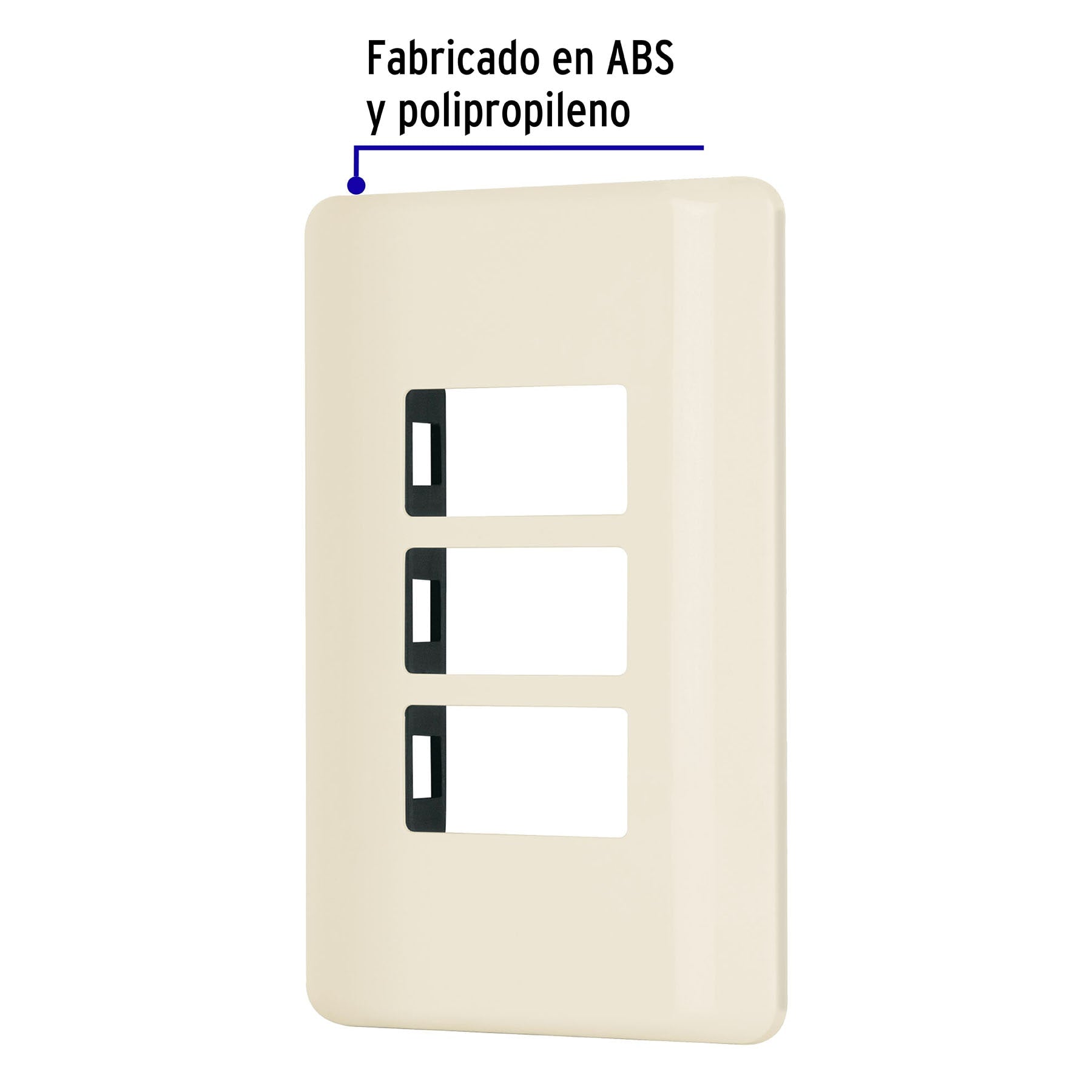 Placa 3 módulos, marfil, línea VOLTECK BASIC