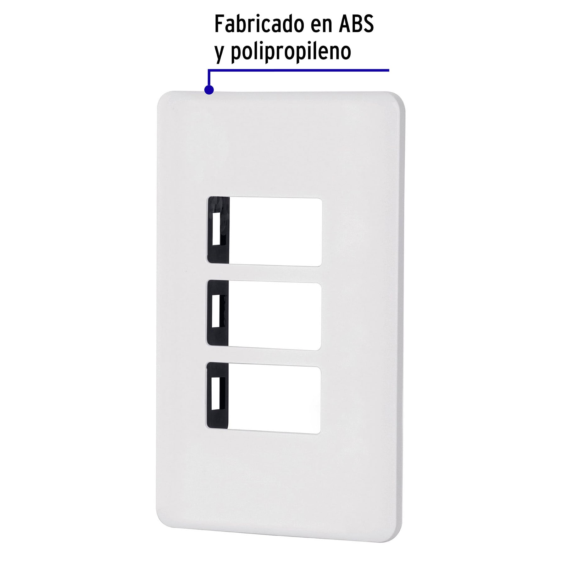 Placa 3 módulos de ABS, blanca, VOLTECK BASIC