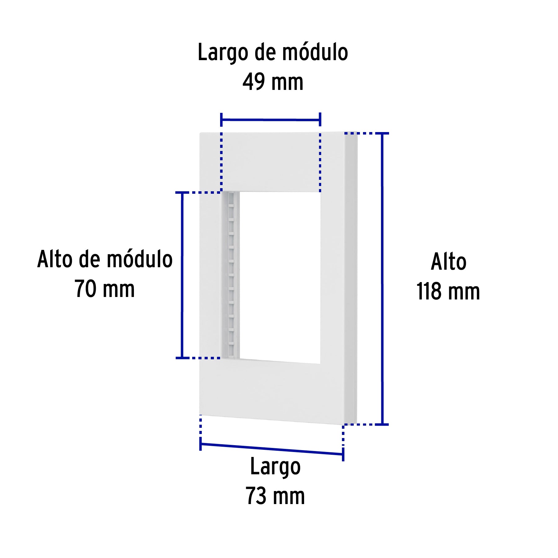 Placa 1 ventana, 3 módulos, línea Española, color blanco