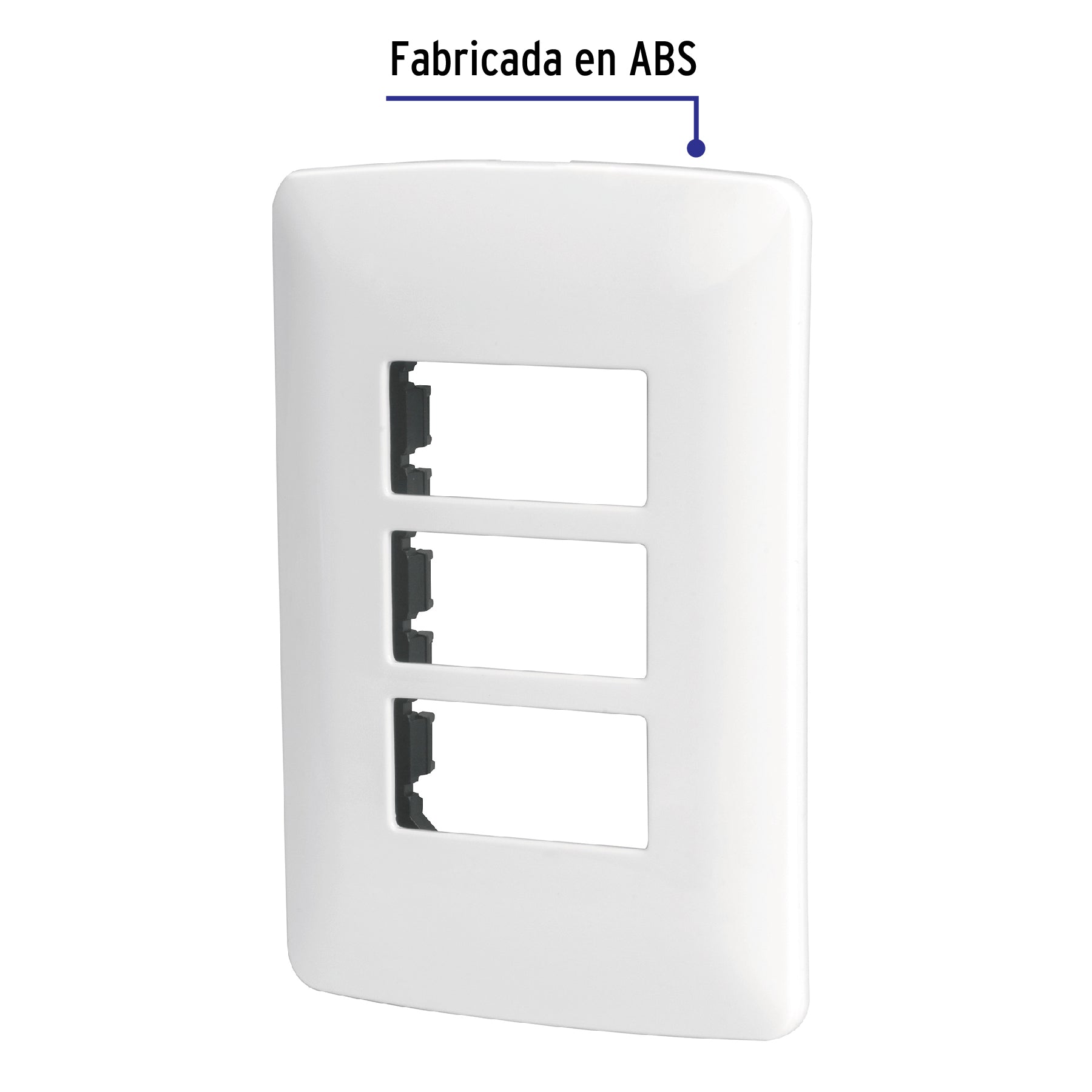 Placa de 3 módulos, blanca, Línea Italiana, VOLTECK