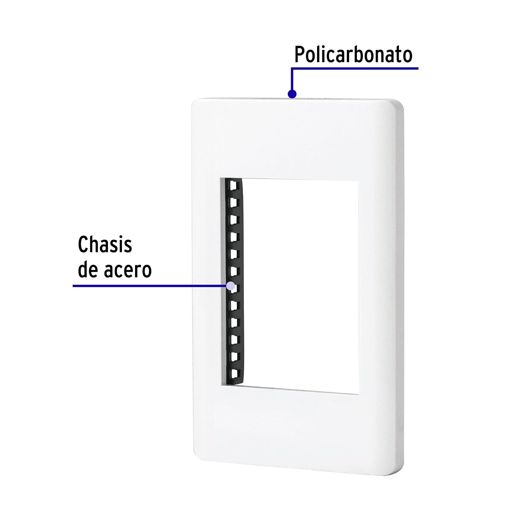 Placa blanca de 1 ventana 3 módulos, línea Lisboa, VOLTECK