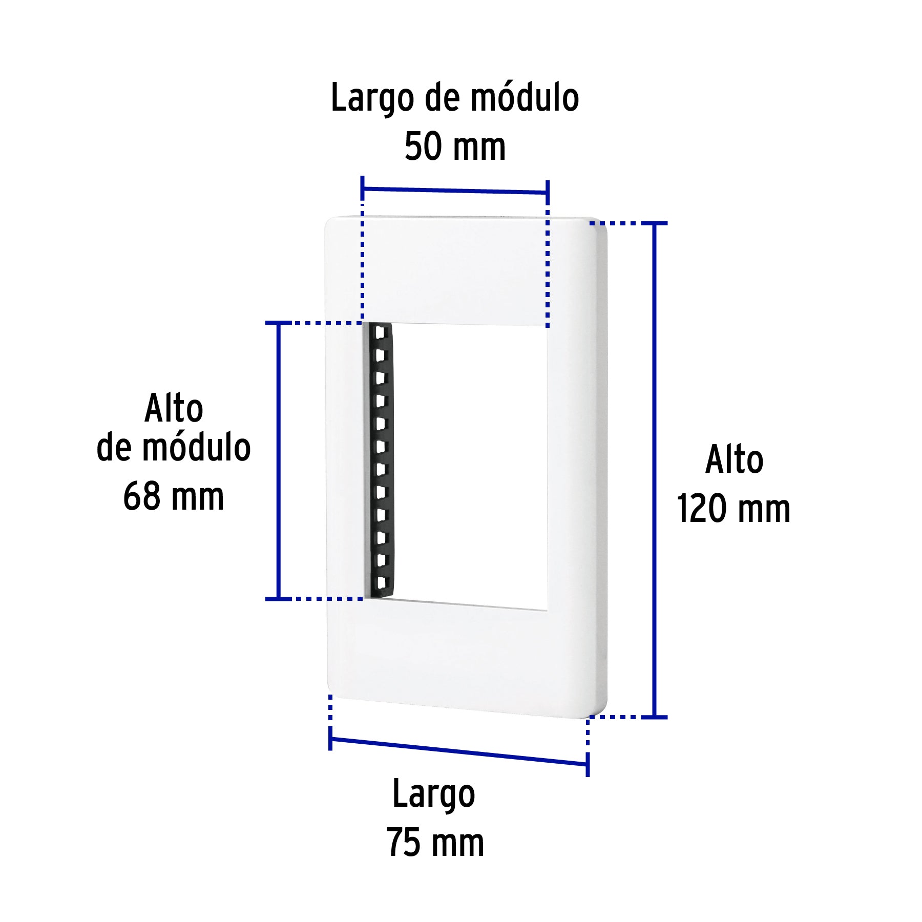 Placa blanca de 1 ventana 3 módulos, línea Lisboa, VOLTECK