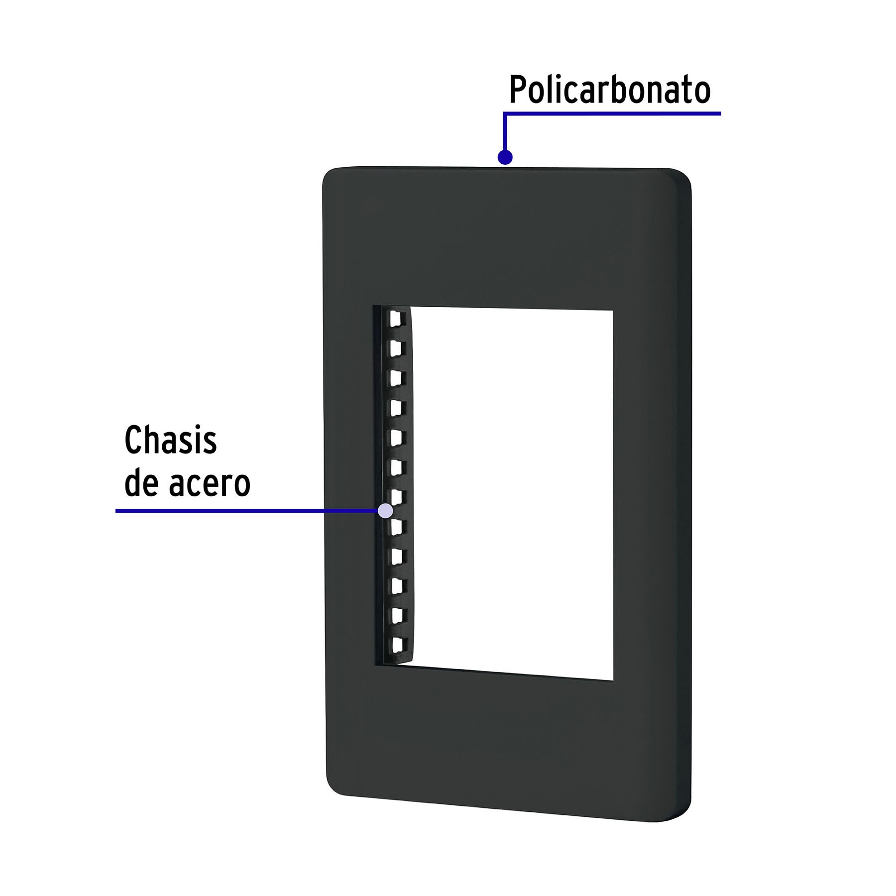 Placa negra de 1 ventana 3 módulos, línea Lisboa, VOLTECK