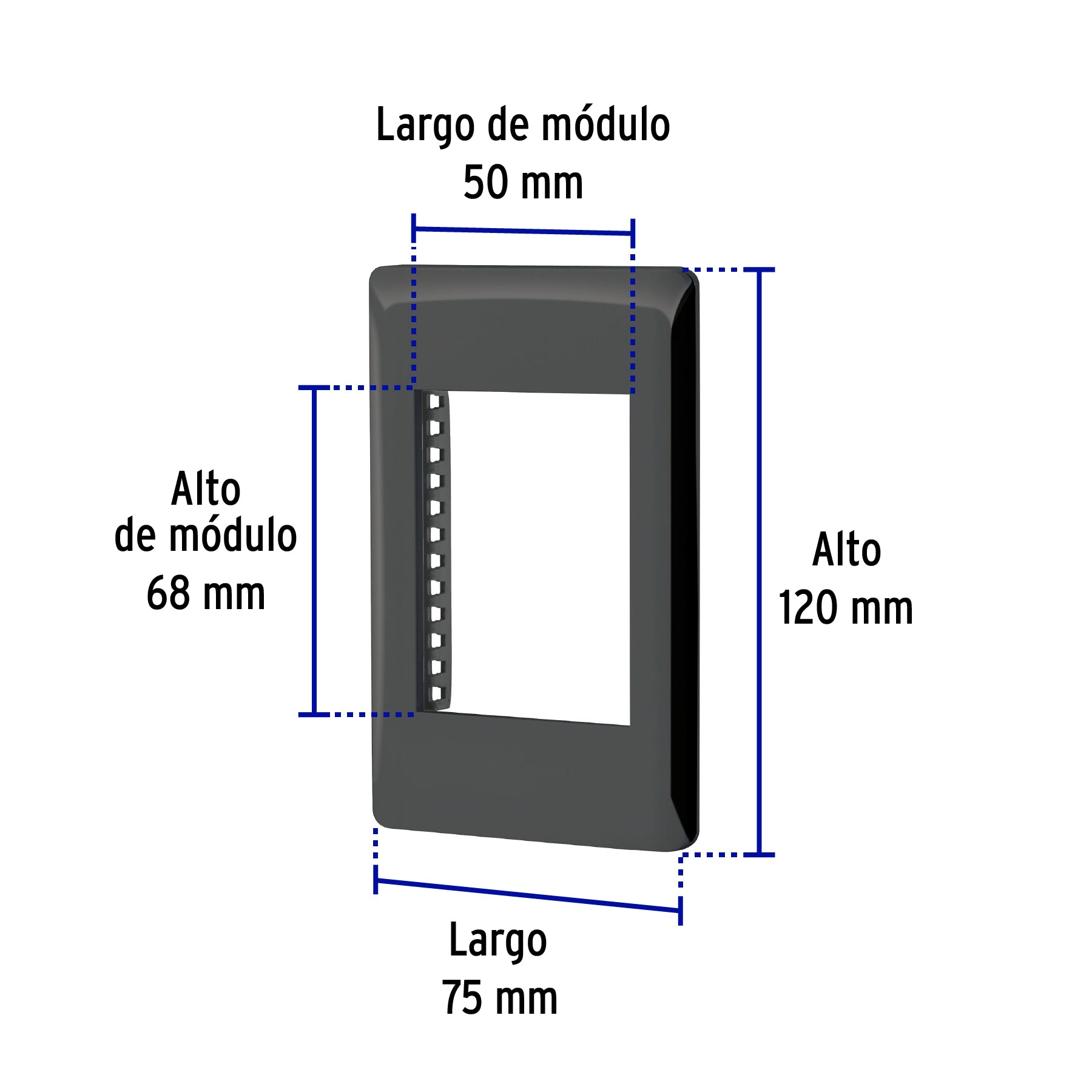Placa negra de 1 ventana 3 módulos, línea Lisboa, VOLTECK
