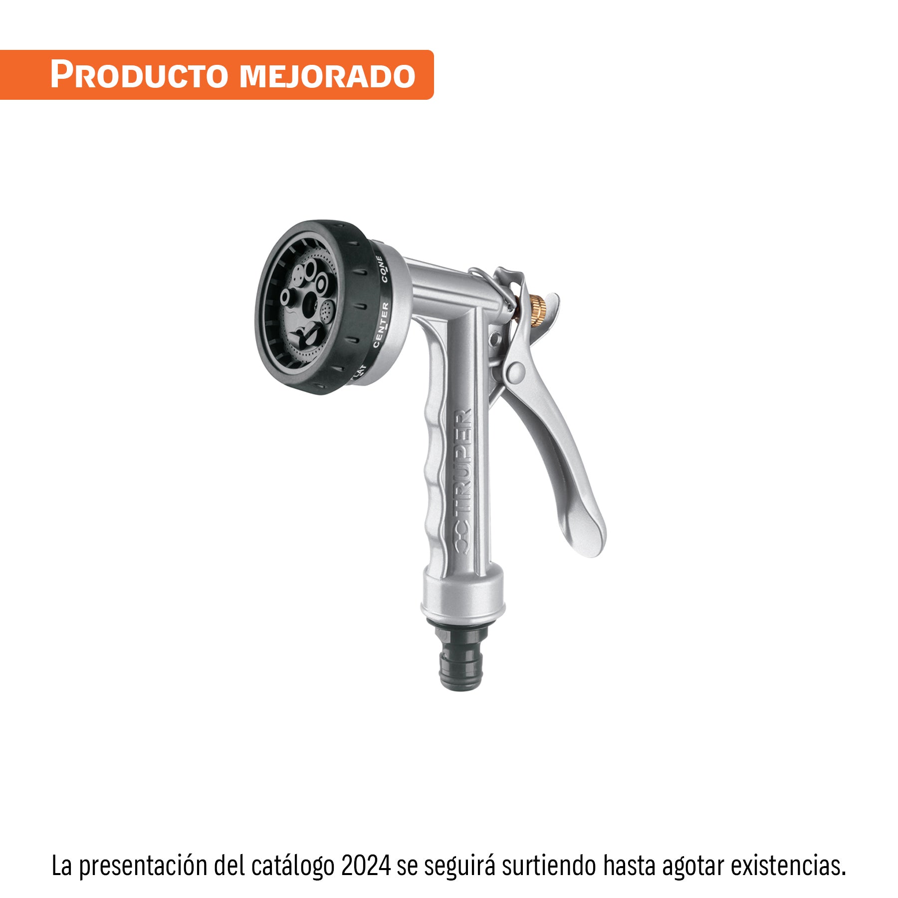 Pistola metálica para riego, 8 funciones, TRUPER