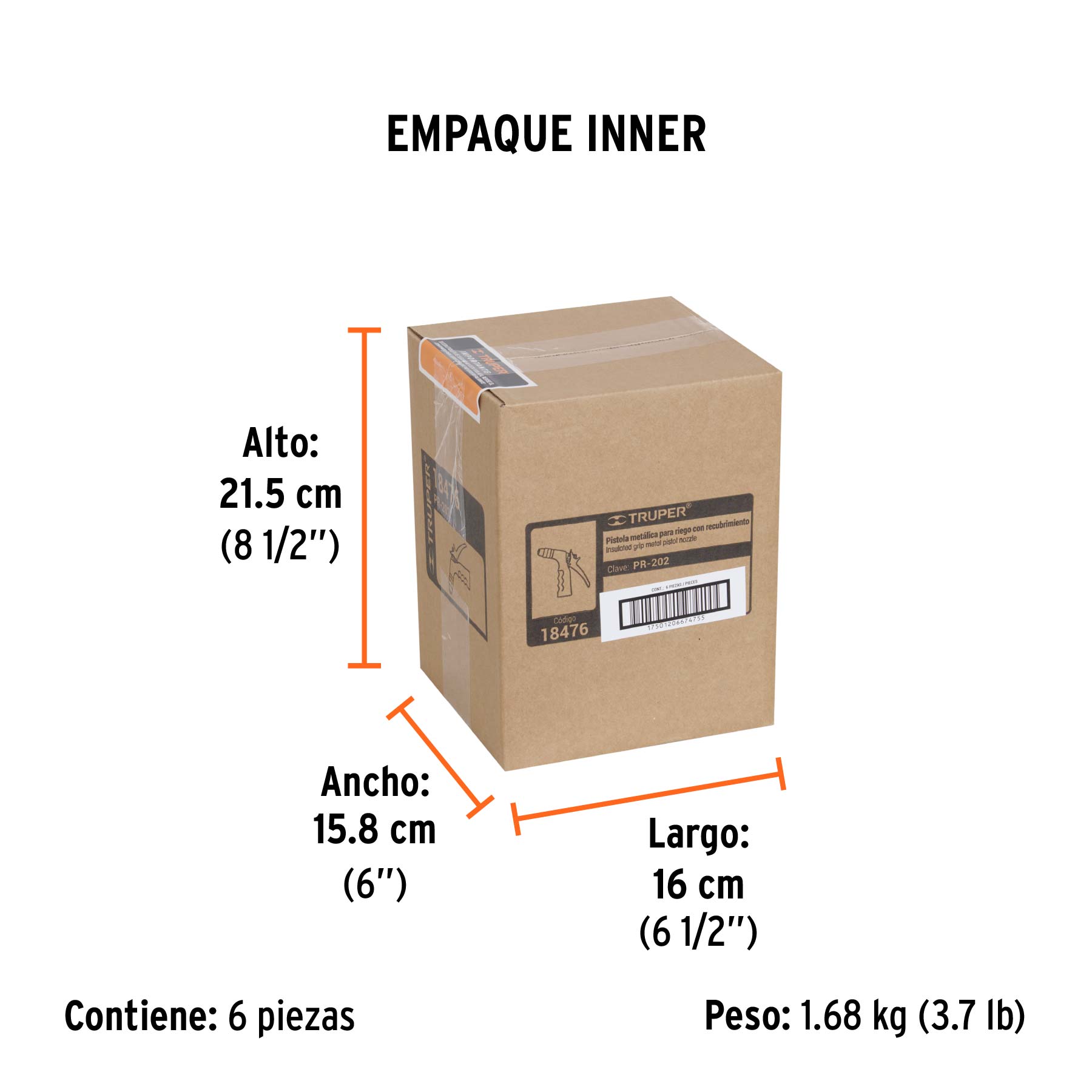 Pistola para riego 2 funciones con recubrimiento y boquilla - Empaque