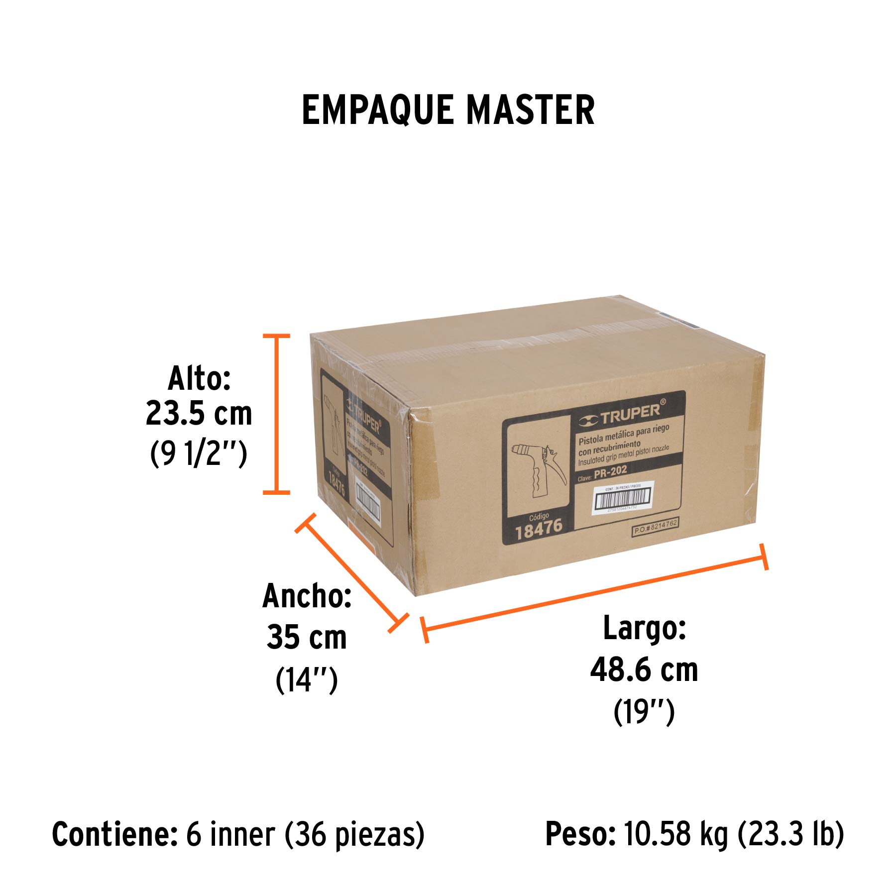 Pistola para riego 2 funciones con recubrimiento y boquilla - Empaque